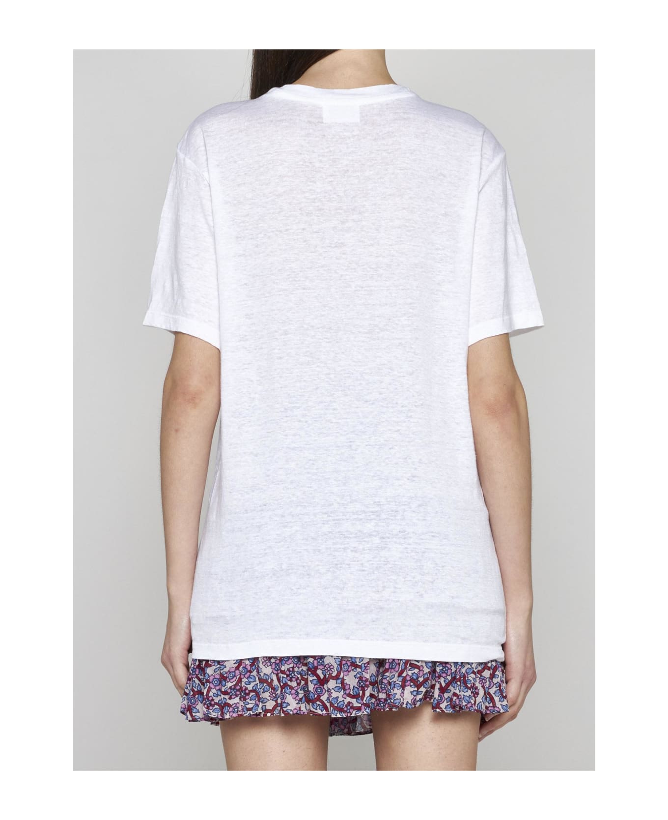 Marant Étoile Zewel Logo Linen T-shirt - Wh White Tシャツ