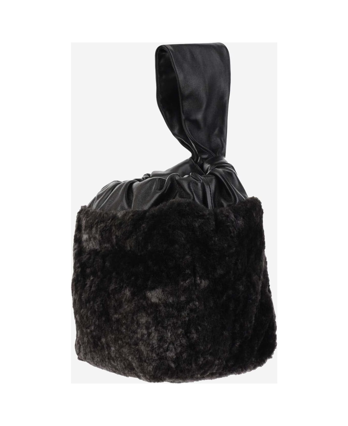 Jil Sander Leather And Shearling Bag - Black