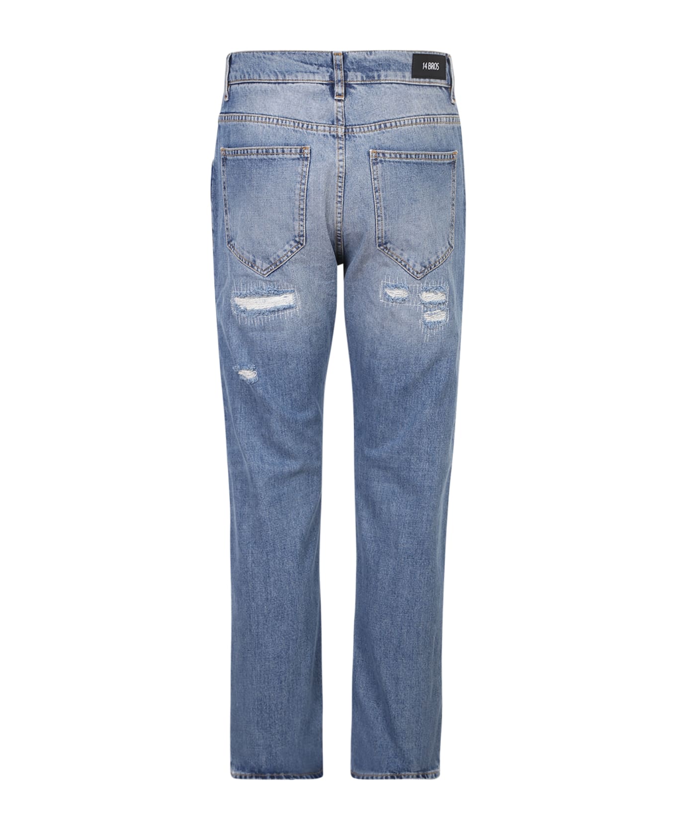 14 Bros Ripped Effect Jeans - Blue