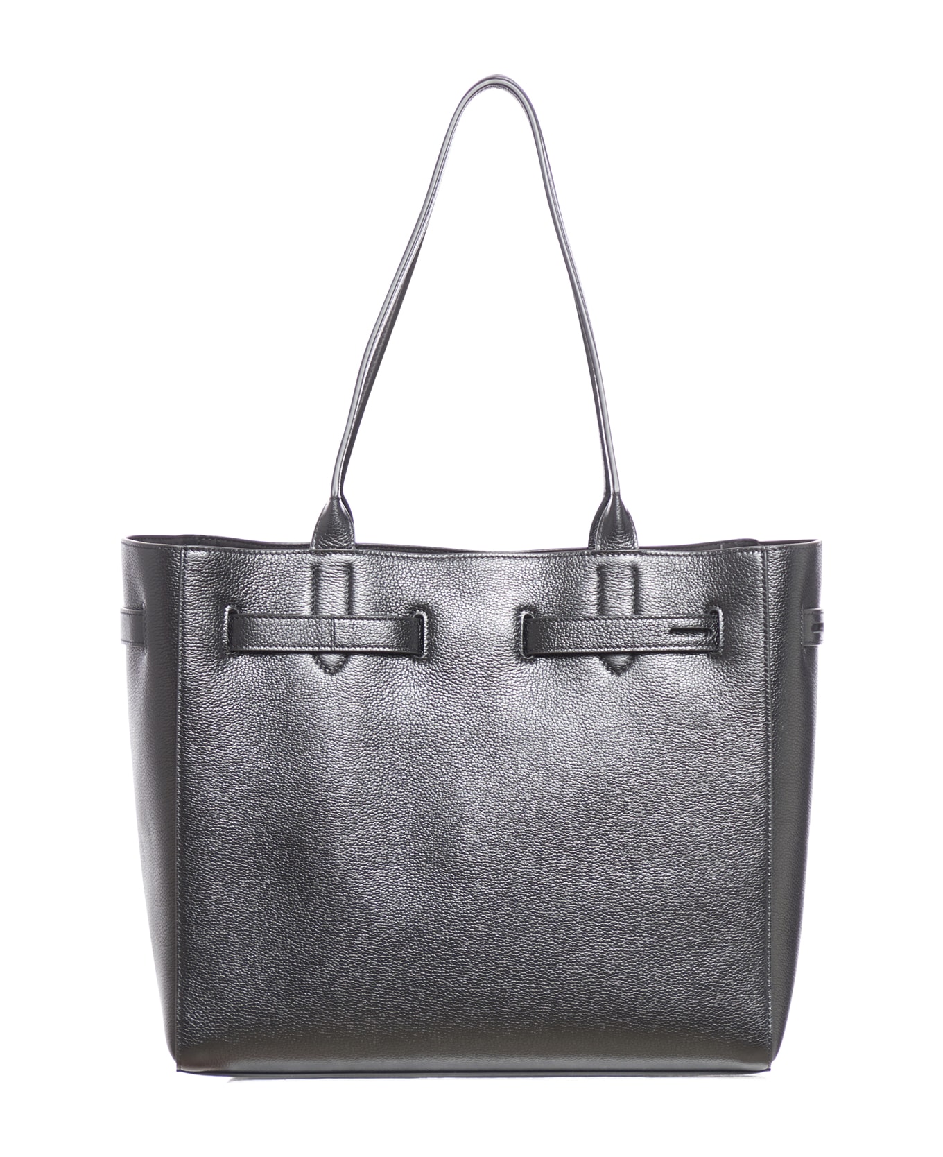 Tom Ford Logo Leather Shopping Bag - Black