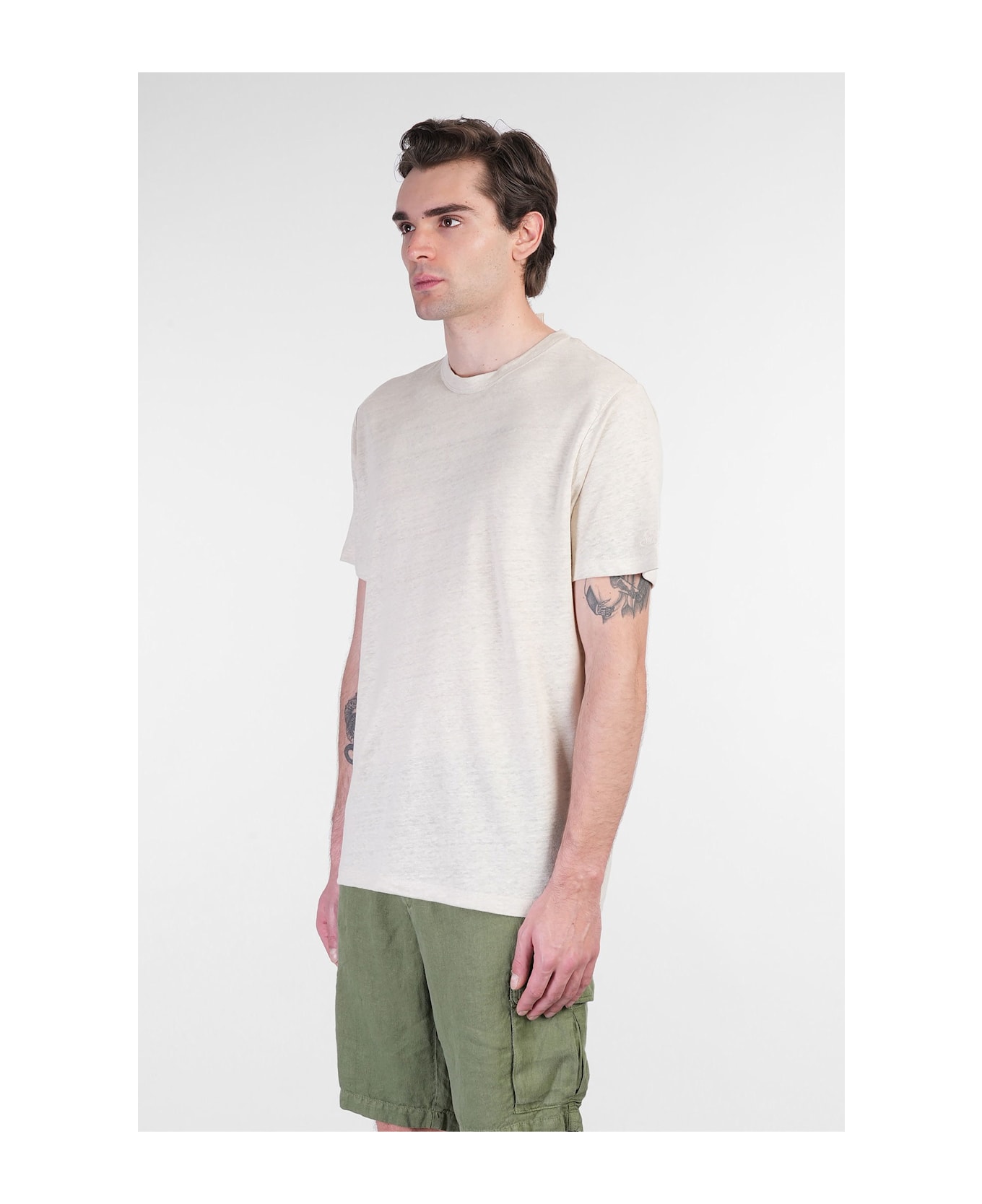 MC2 Saint Barth Ecstasea N T-shirt In Taupe Linen - taupe