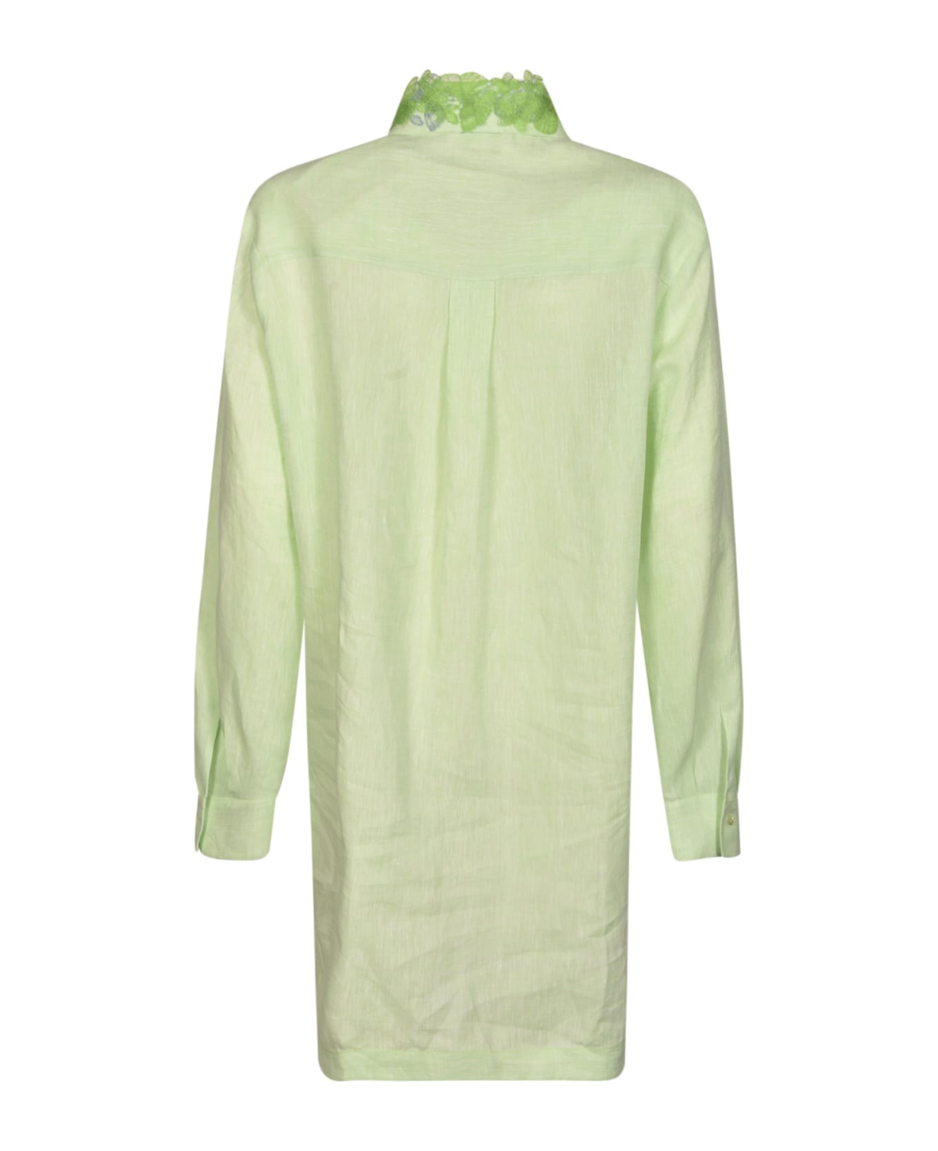 Ermanno Scervino Printed Long Shirt - Verde melange ブラウス