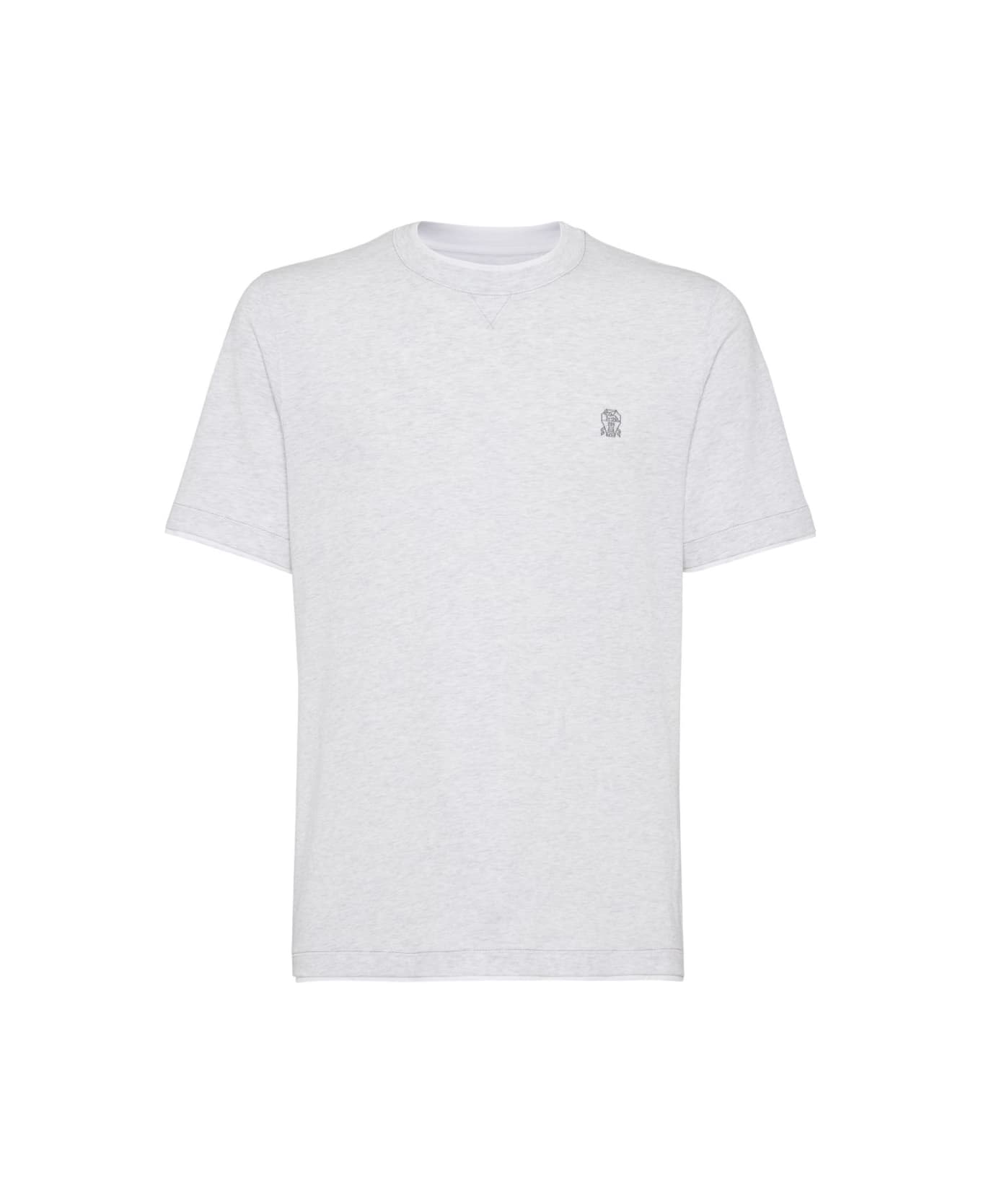 Brunello Cucinelli Logo Cotton T-shirt - Light Grey