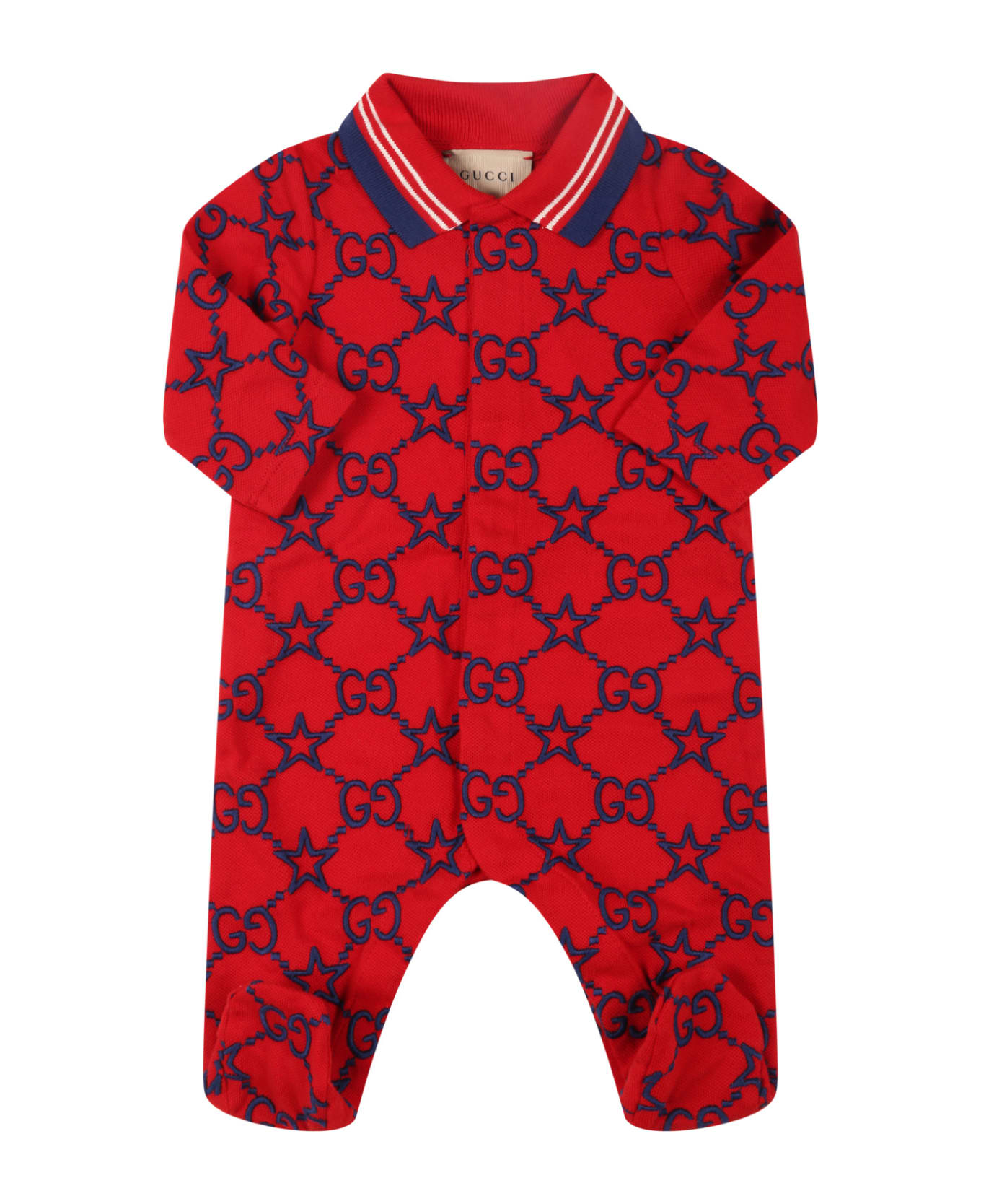 Gucci Red Set For Baby Boy With  Double Gg - Multicolor