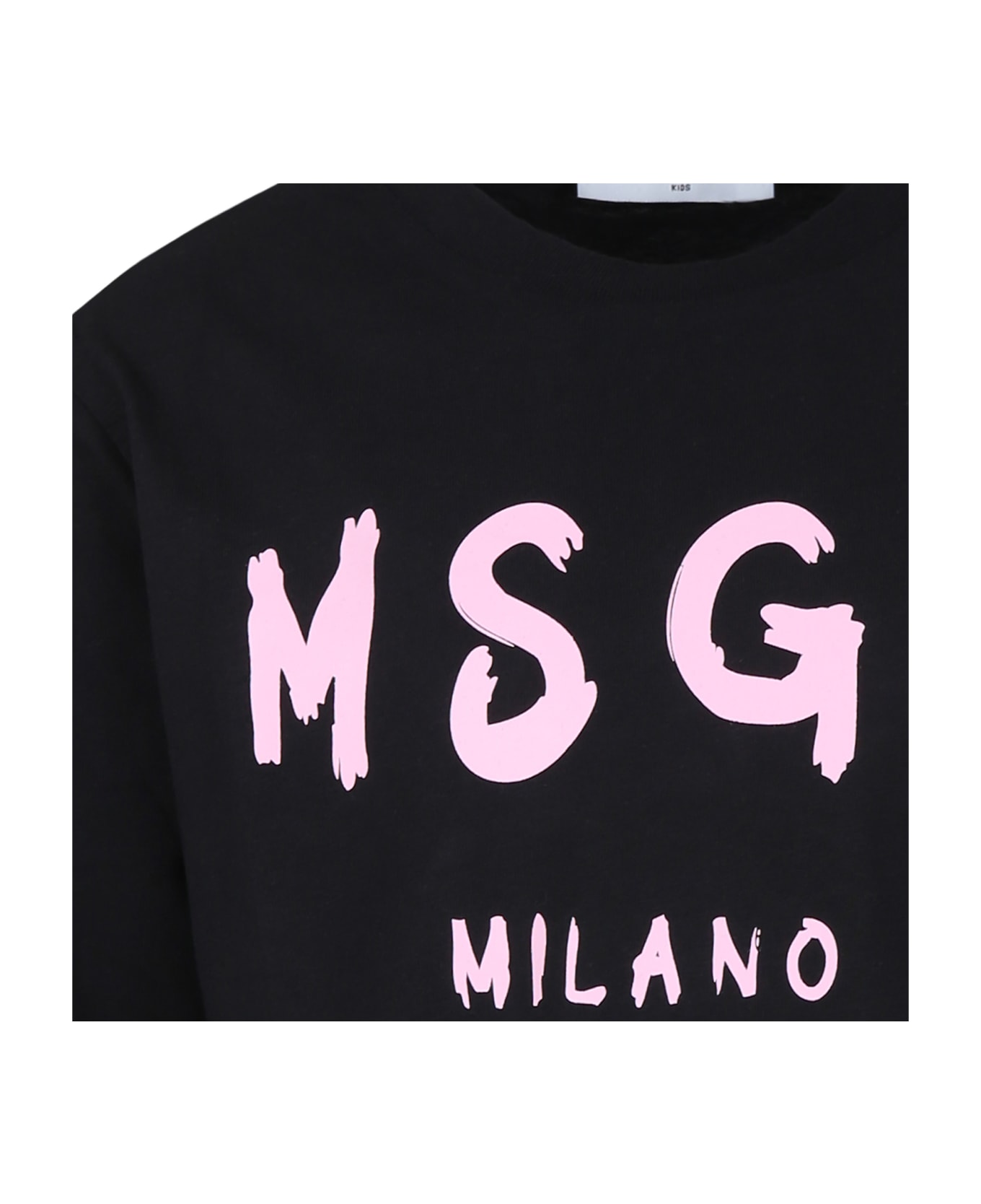 MSGM Black T-shirt For Girl With Logo - Black
