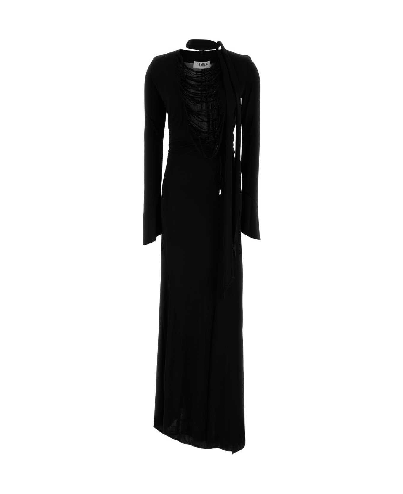 The Attico Black Crepe Long Dress - Black