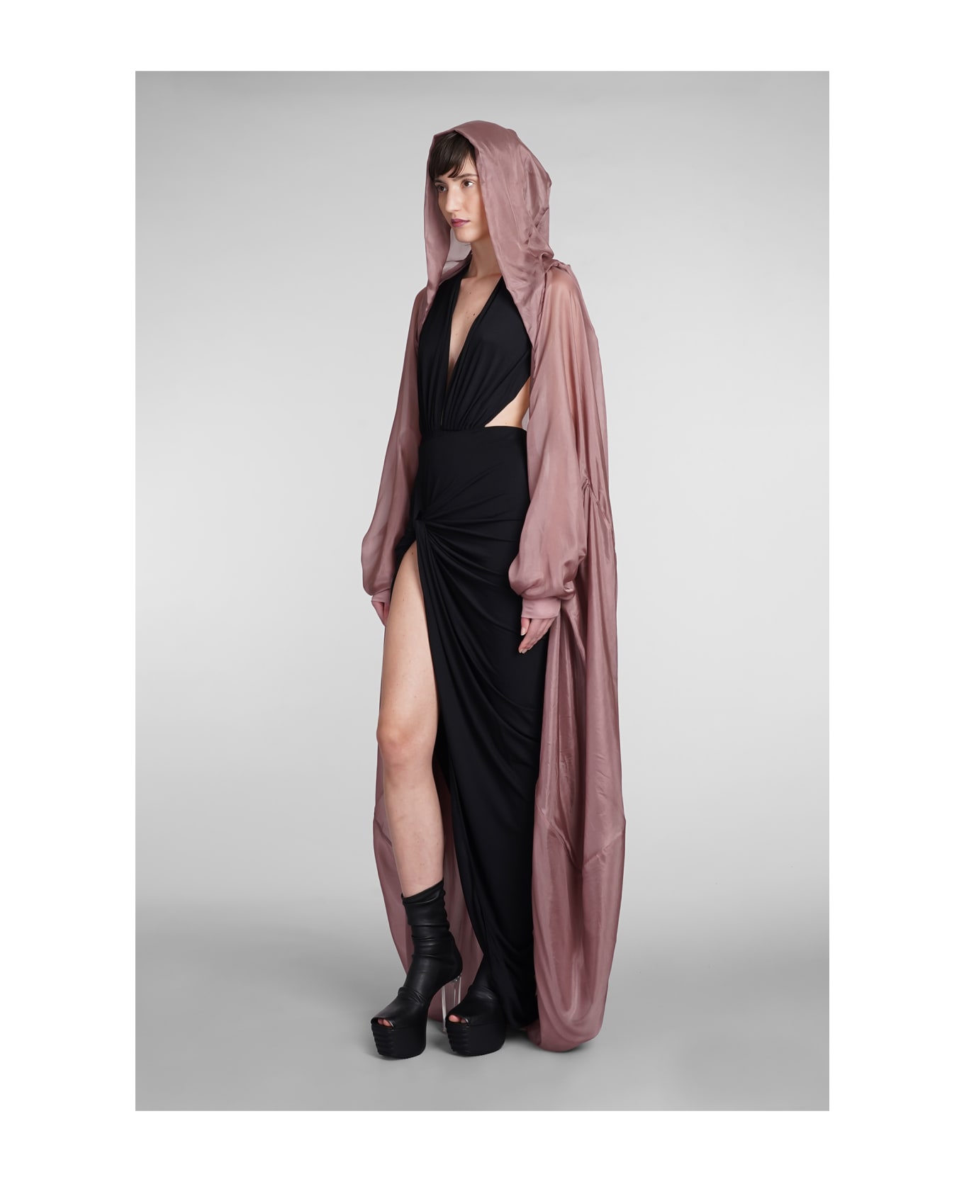 Rick Owens Hooded Bubble Cape In Rose-pink Silk - rose-pink