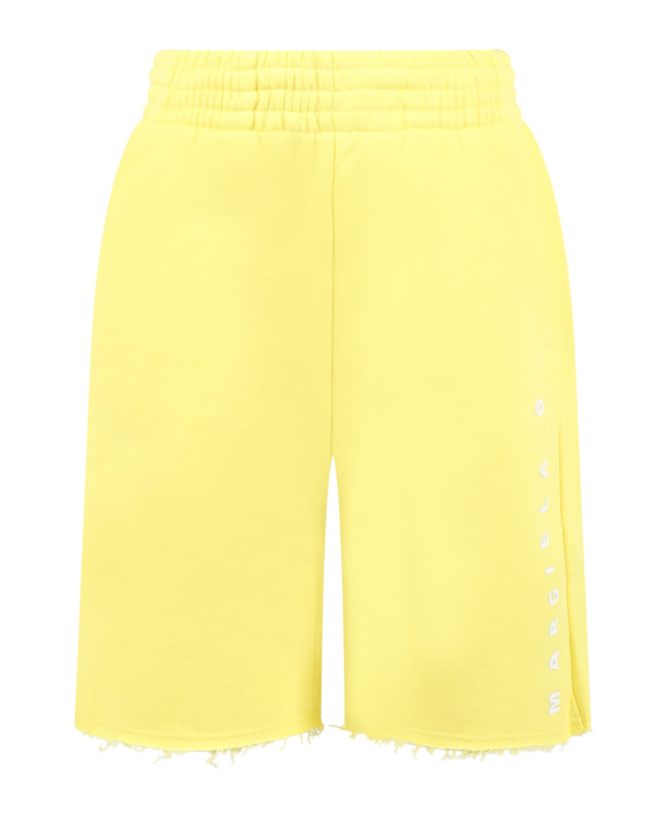 MM6 Maison Margiela Yellow Shorts For Kids With White Logo - Yellow