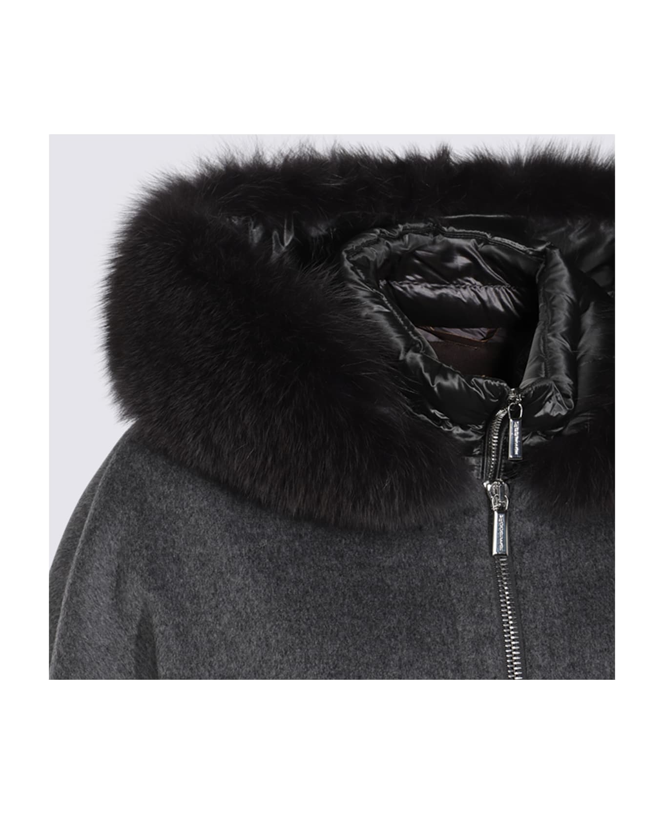 Moorer Dark Grey Wool Down Jacket - Grey