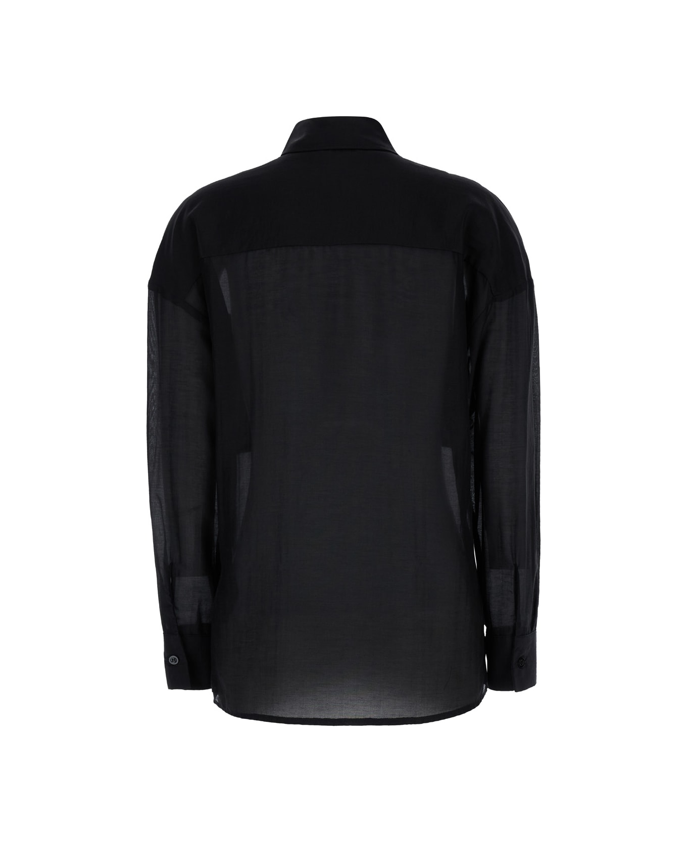 SEMICOUTURE Black Semi-sheer Shirt In Silk Blend Woman - Black シャツ