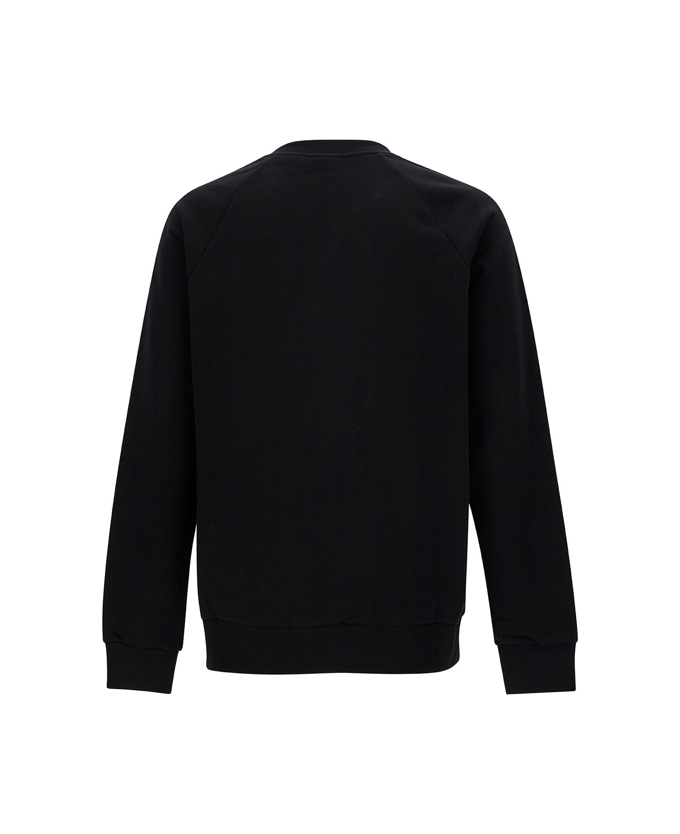 Balmain Black Crewneck Sweatshirt With Contrasting Logo Print At The Front In Cotton Man - Black