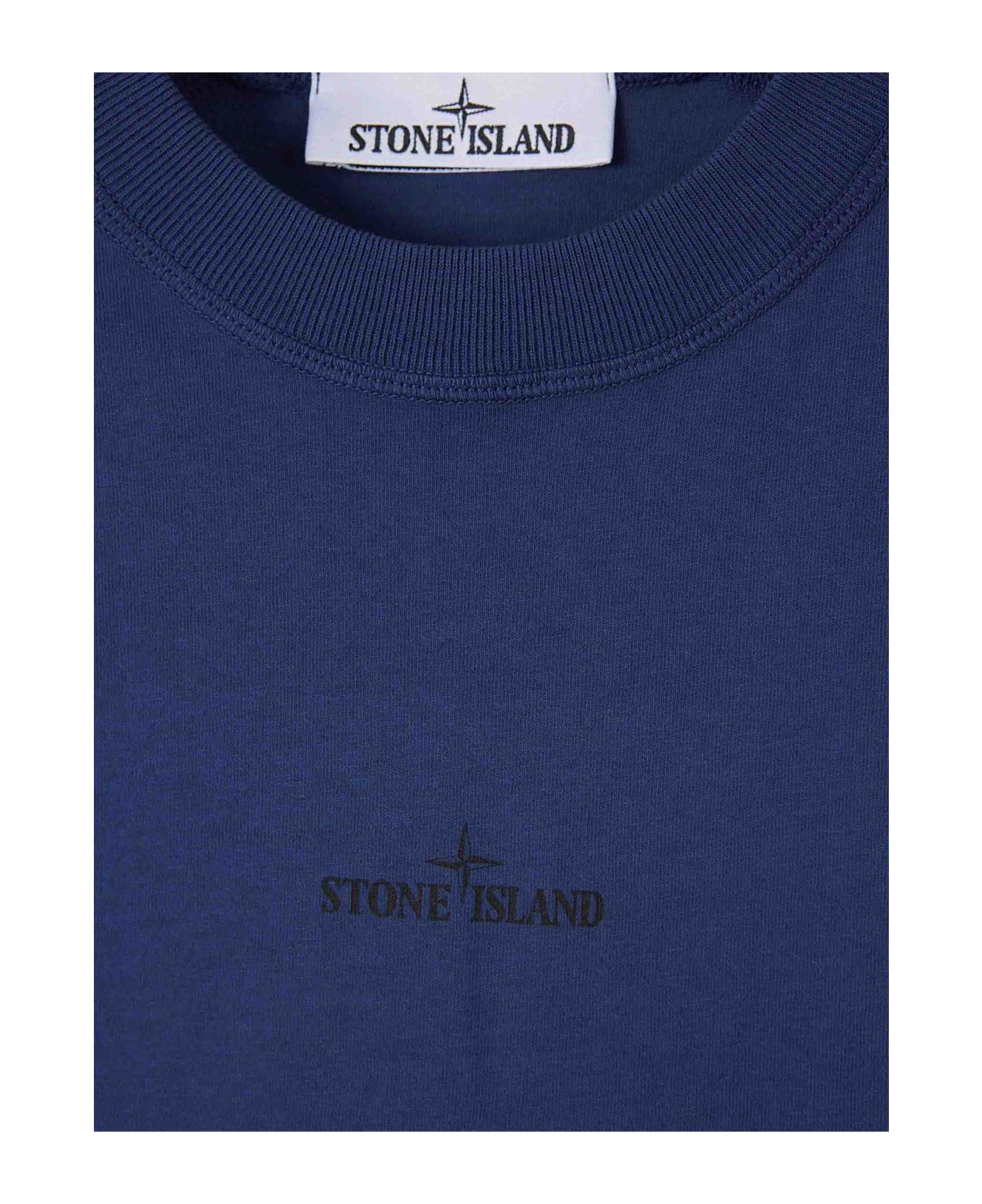 Stone Island Compass-printed Crewneck T-shirt - Blu