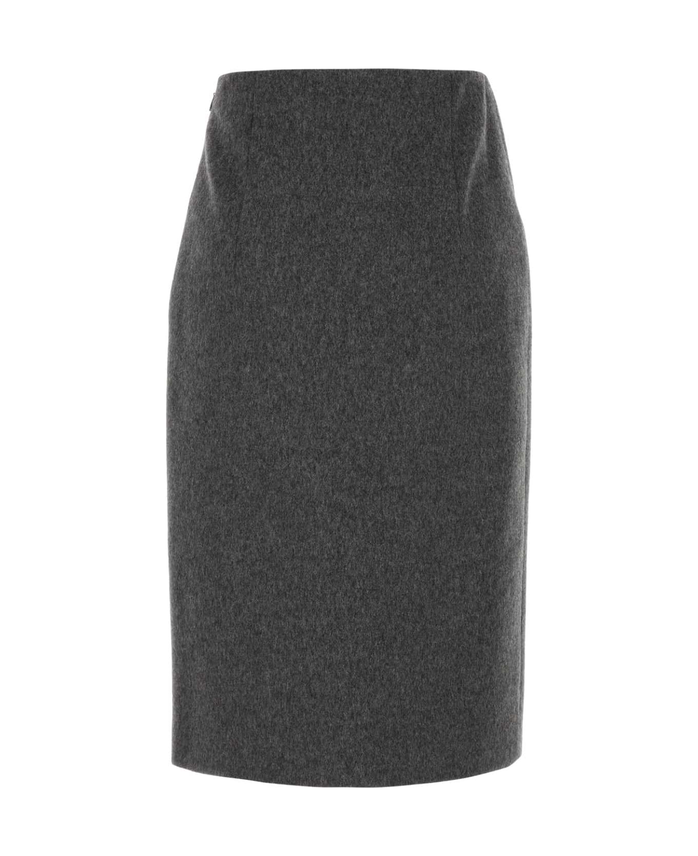 Prada Dark Grey Wool Skirt - ARDESIA