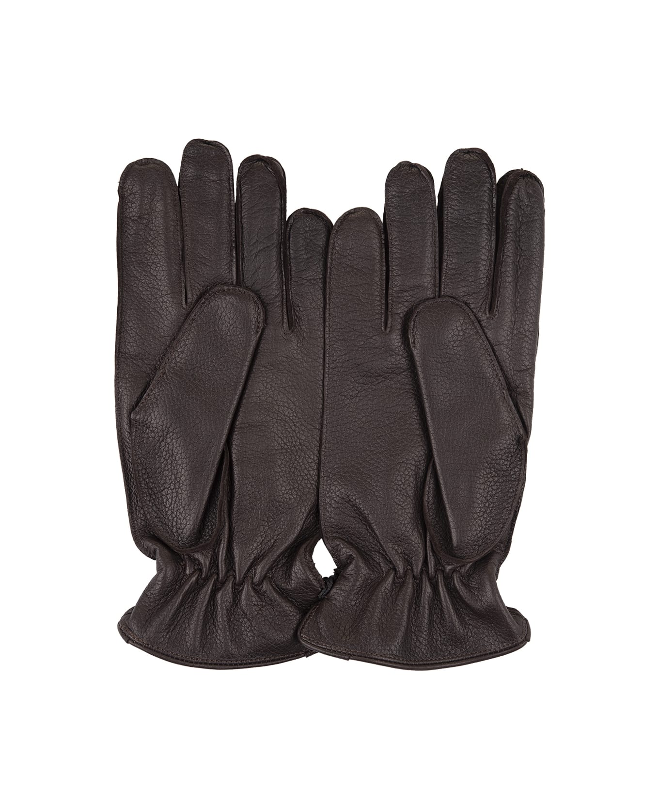 Orciani Drummed Gloves In Dark Brown Leather - Brown 手袋