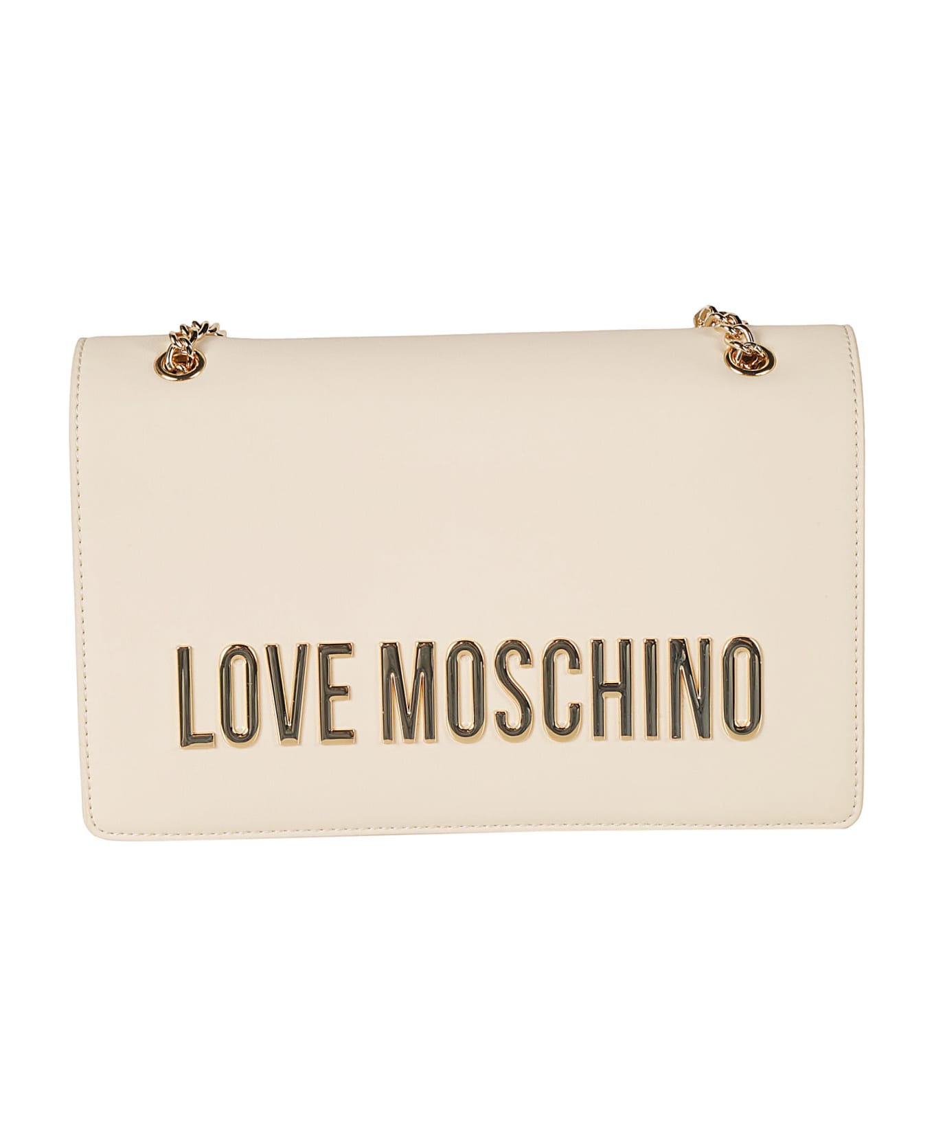 Love Moschino Logo Plaque Applique Shoulder Bag - Avorio ショルダーバッグ