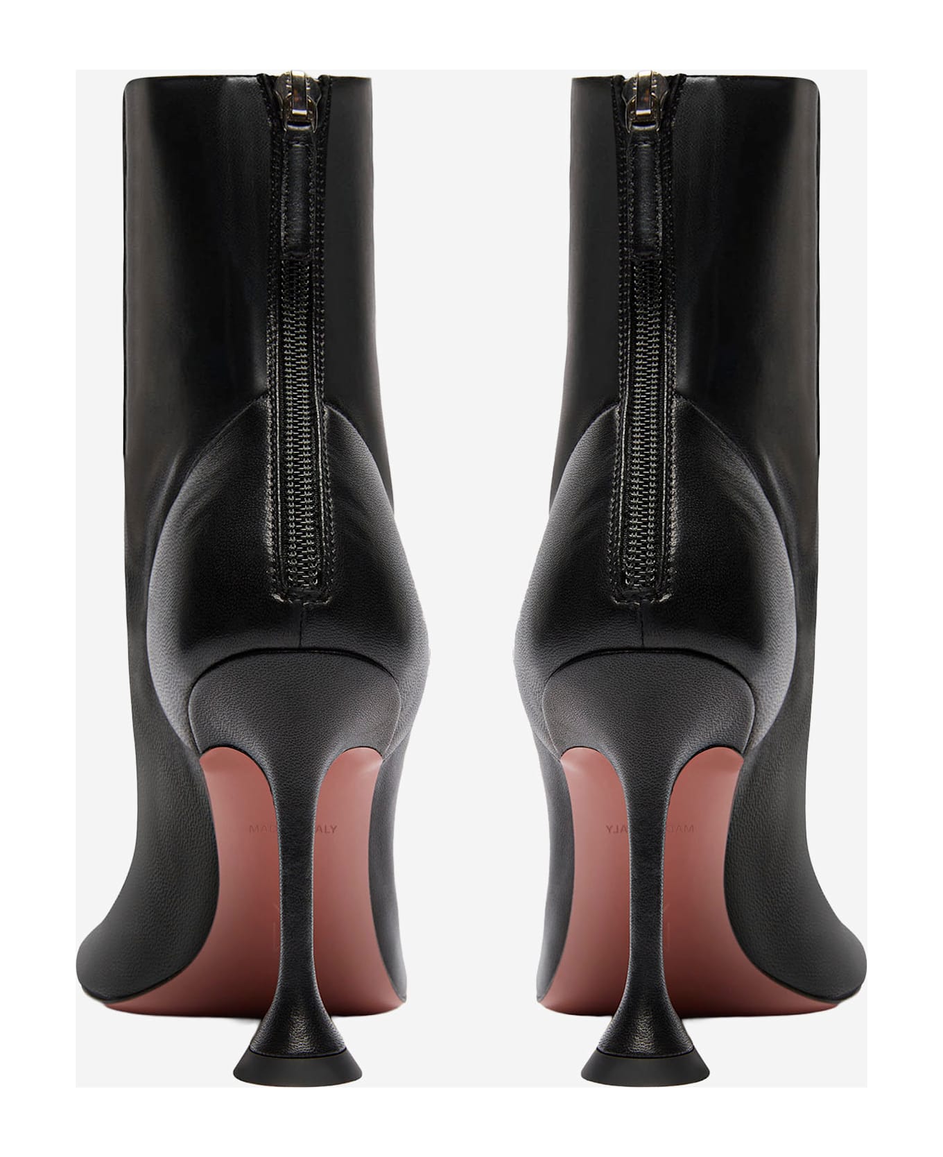 Amina Muaddi Iris Leather Ankle Boots - Black