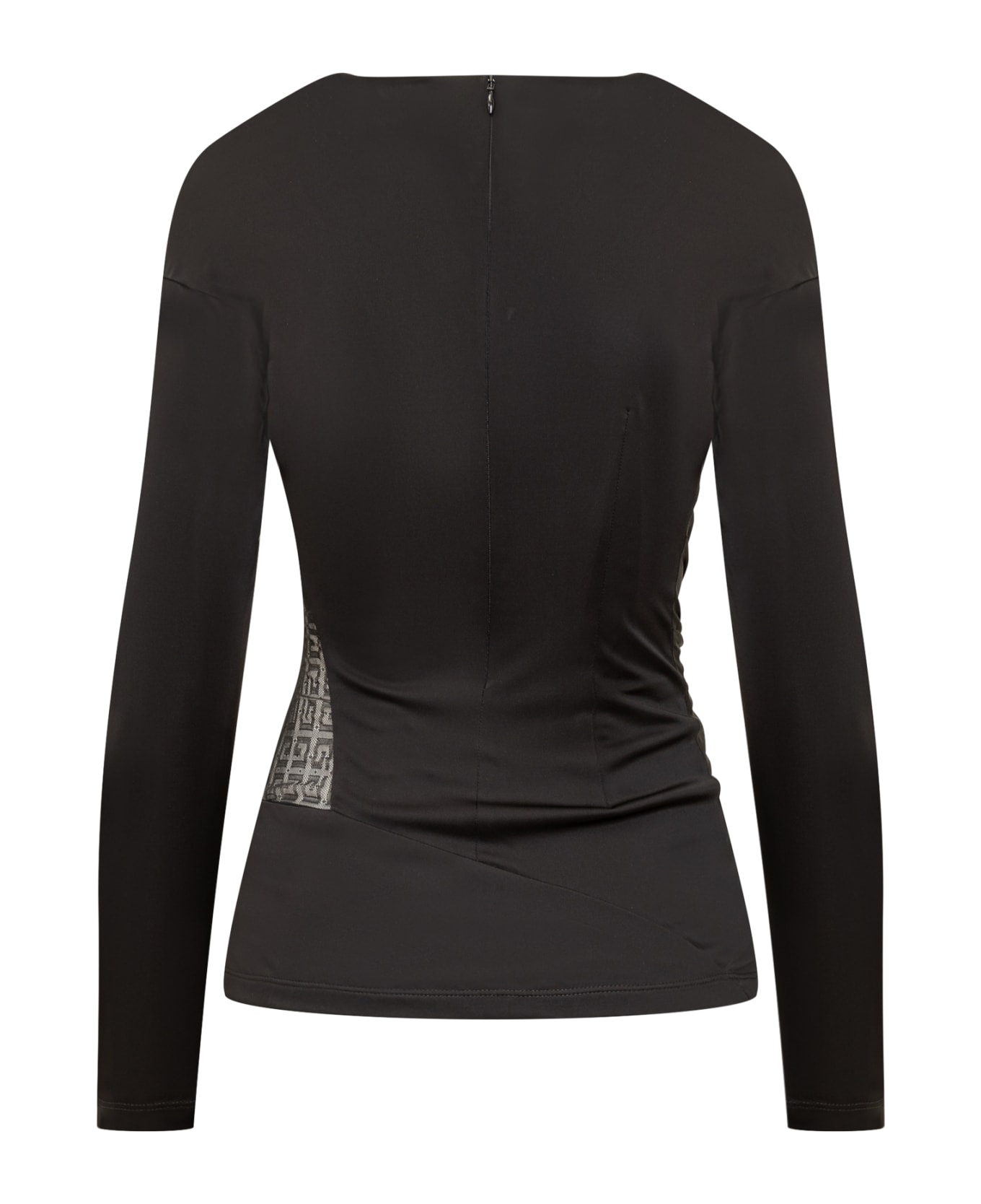 Givenchy Draped Jersey And Lace Top - BLACK