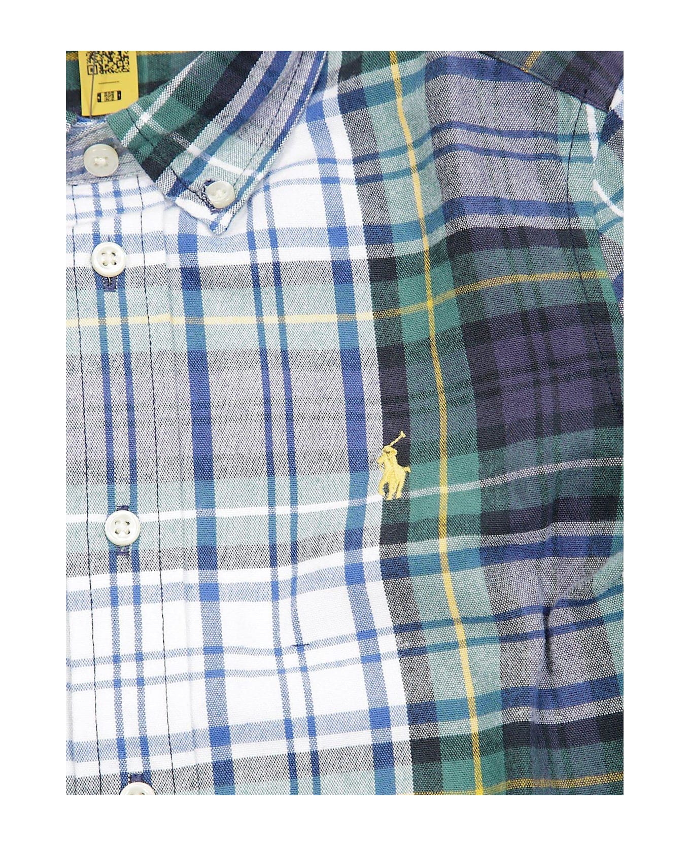 Polo Ralph Lauren Logo Embroidered Checked Shirt - White Green Multi