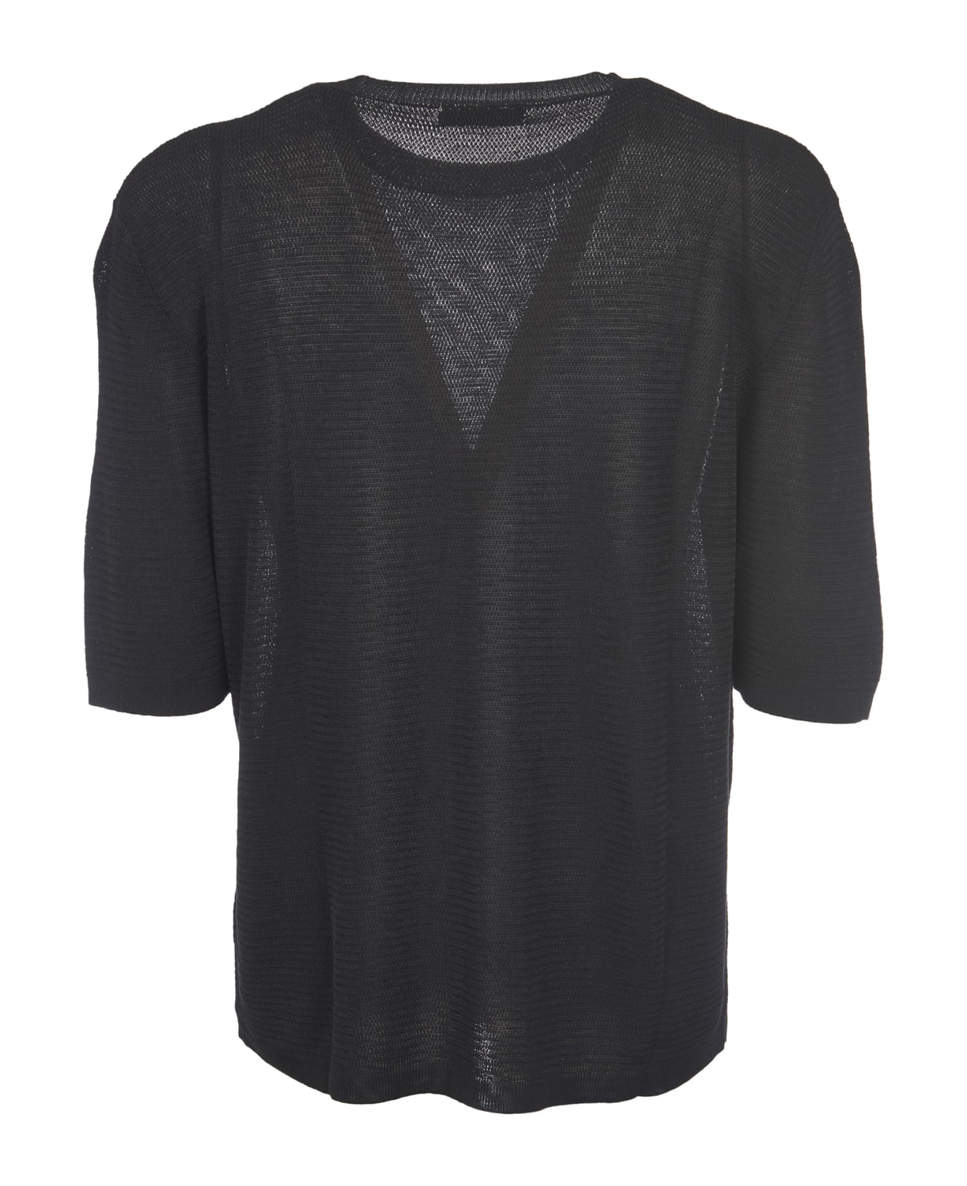 Laneus Knitted Short-sleeve Jumper - Black ニットウェア