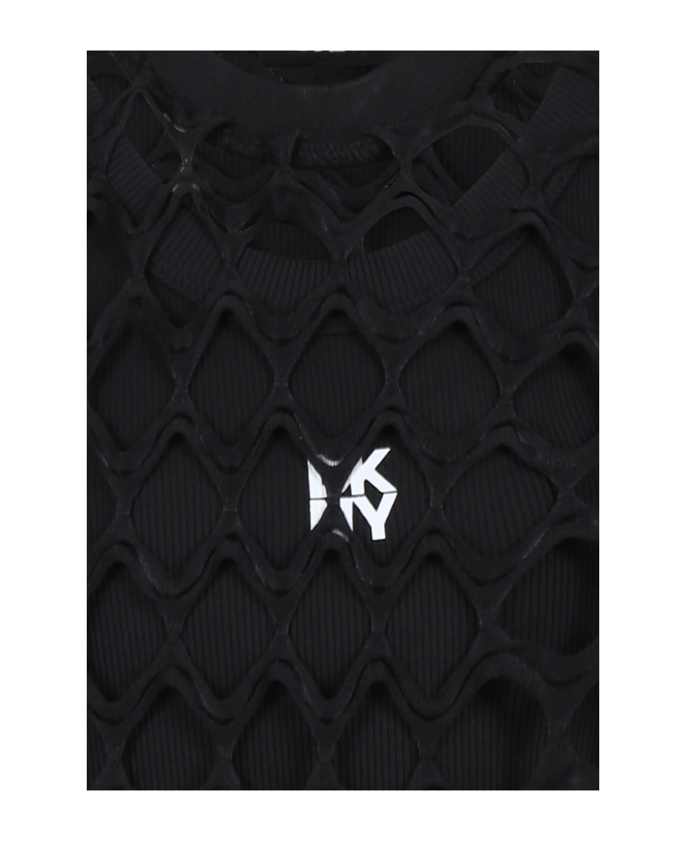 DKNY Black Top For Girl With Logo - Black