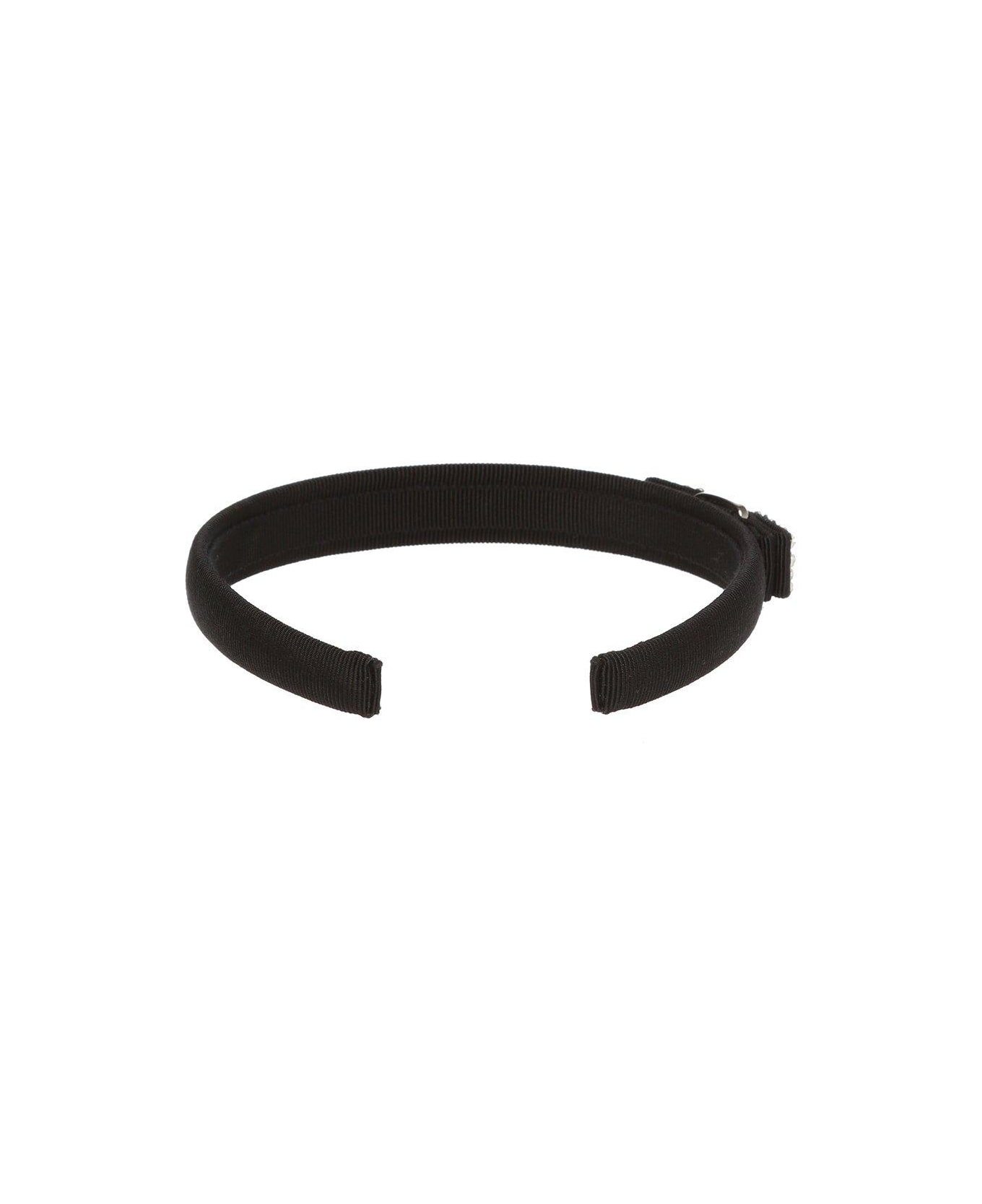 Ferragamo Logo-engraved Embellished Bow Headband - Black