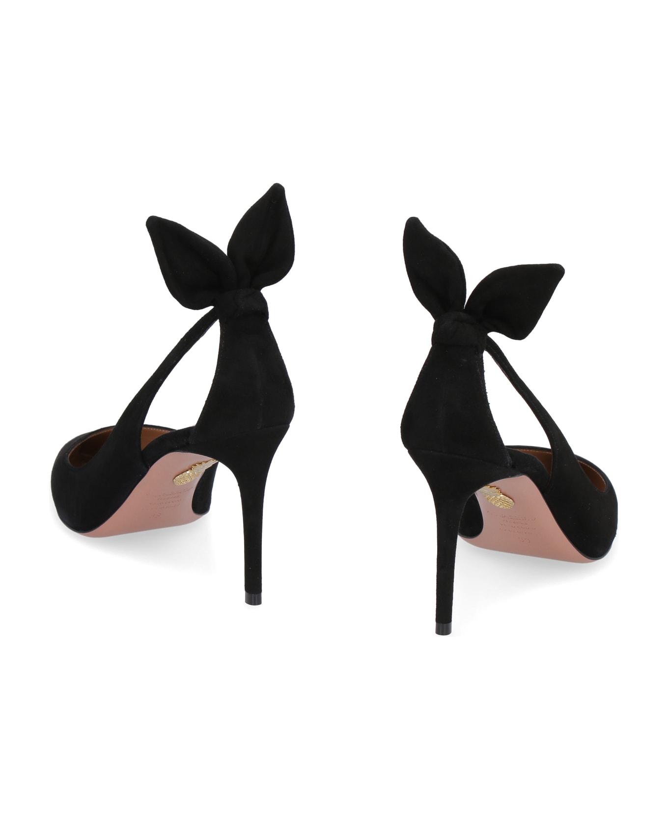 Aquazzura Deneuve Suede Ponty-toe Pumps - BLACK
