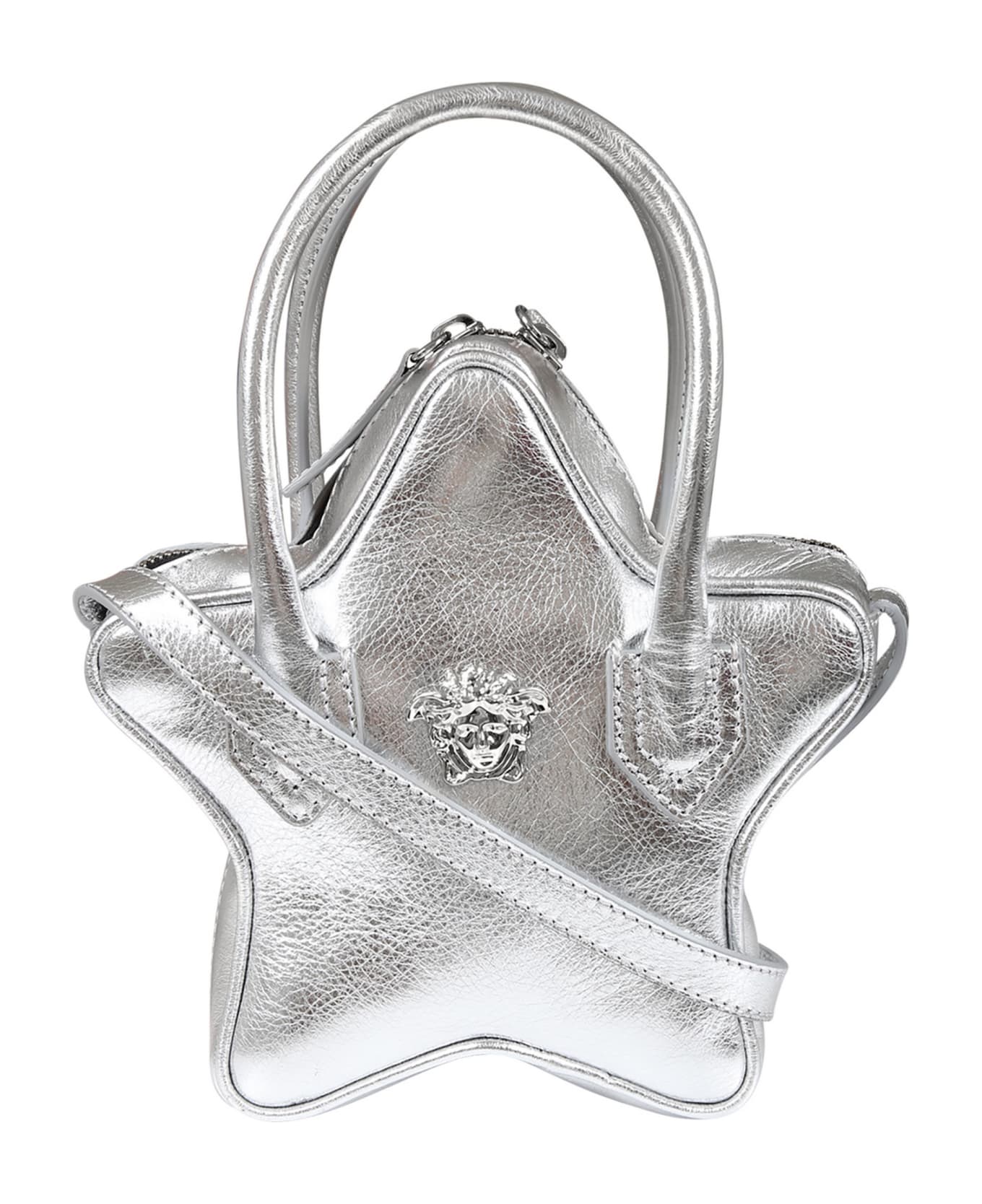 Young Versace Silver Bag For Girl With Medusa - P Argento Palladio アクセサリー＆ギフト
