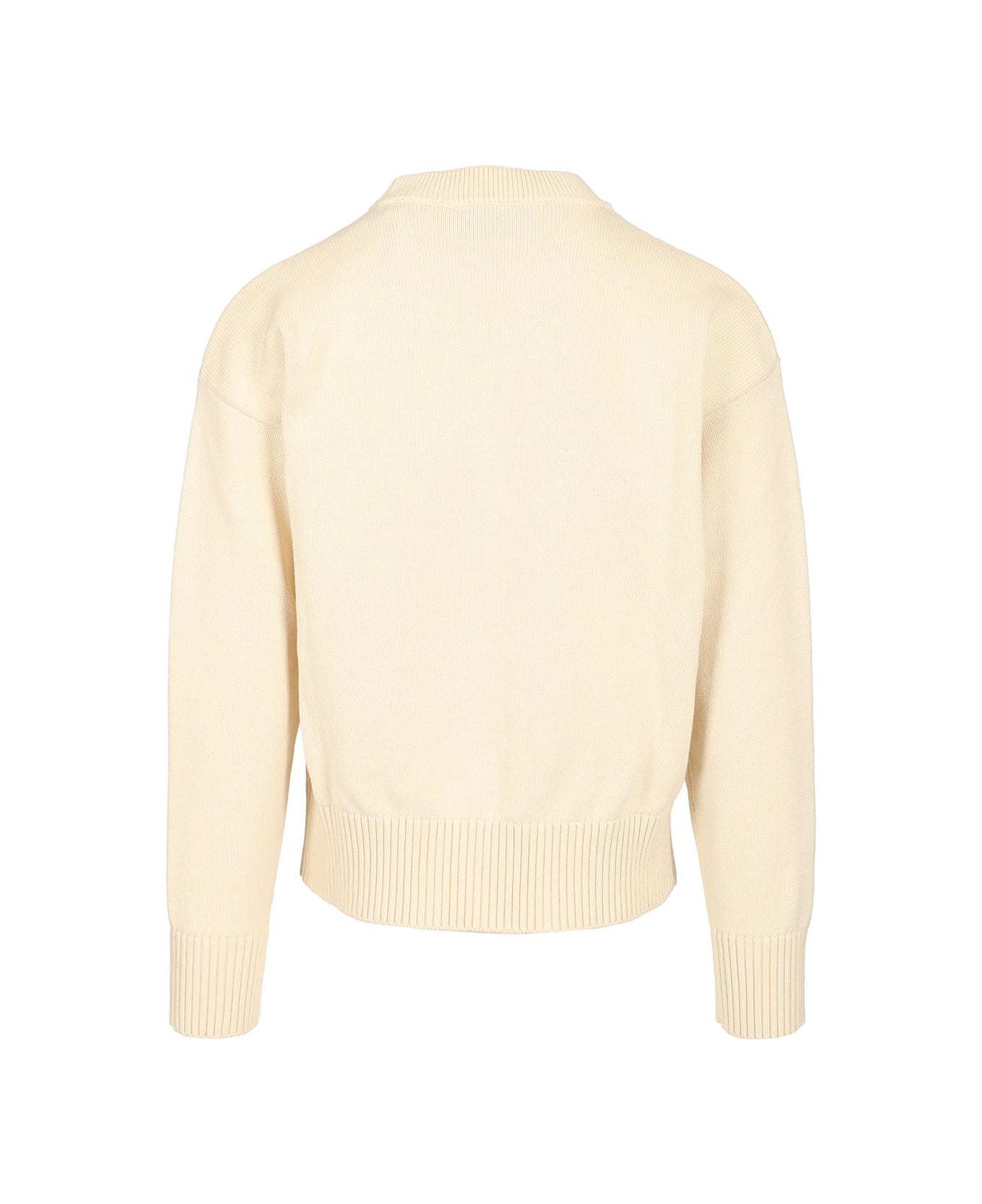 Ami Alexandre Mattiussi Sweater With Embroidered Logo - NEUTRALS