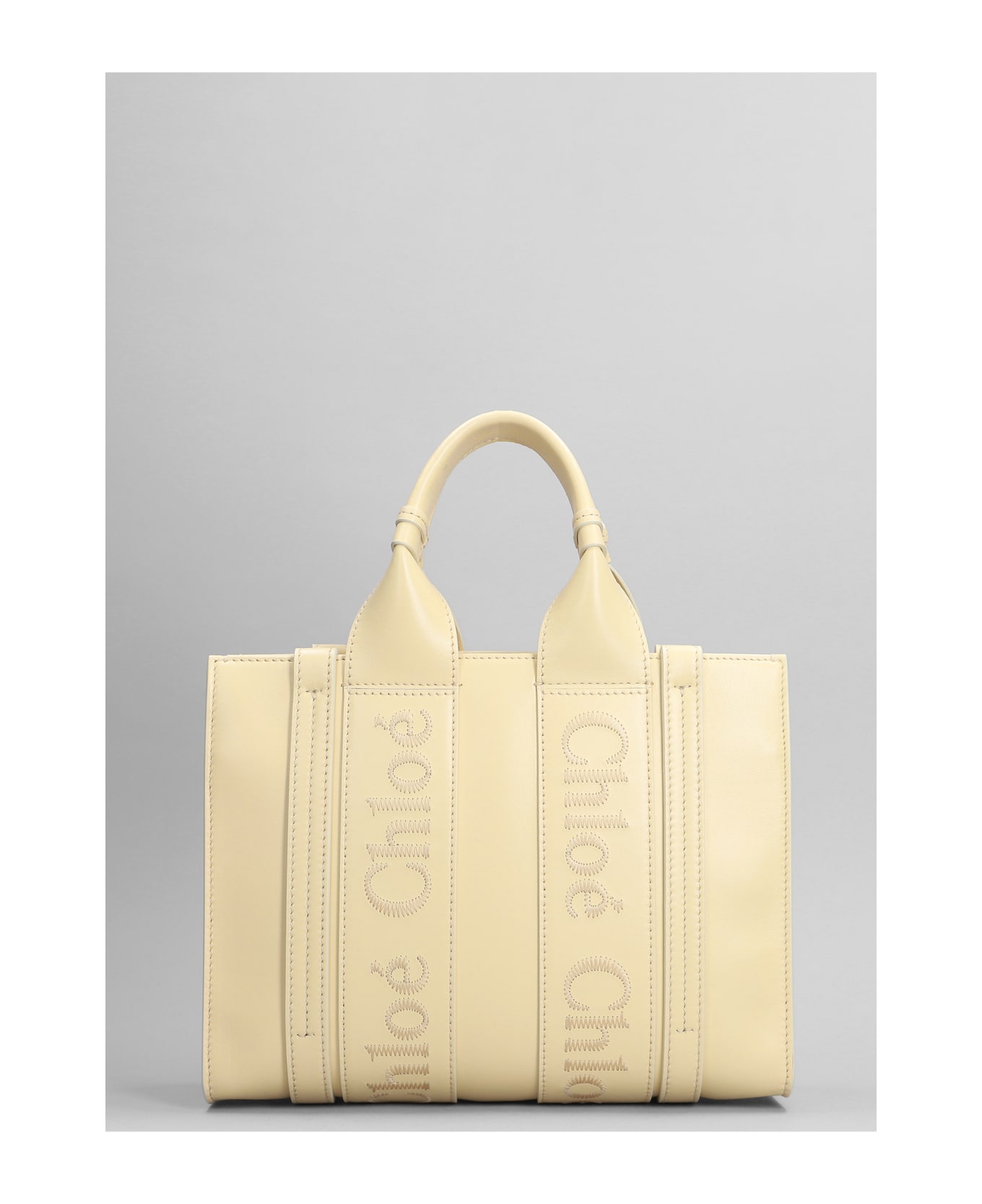 Chloé Woody Tote In Yellow Leather - yellow