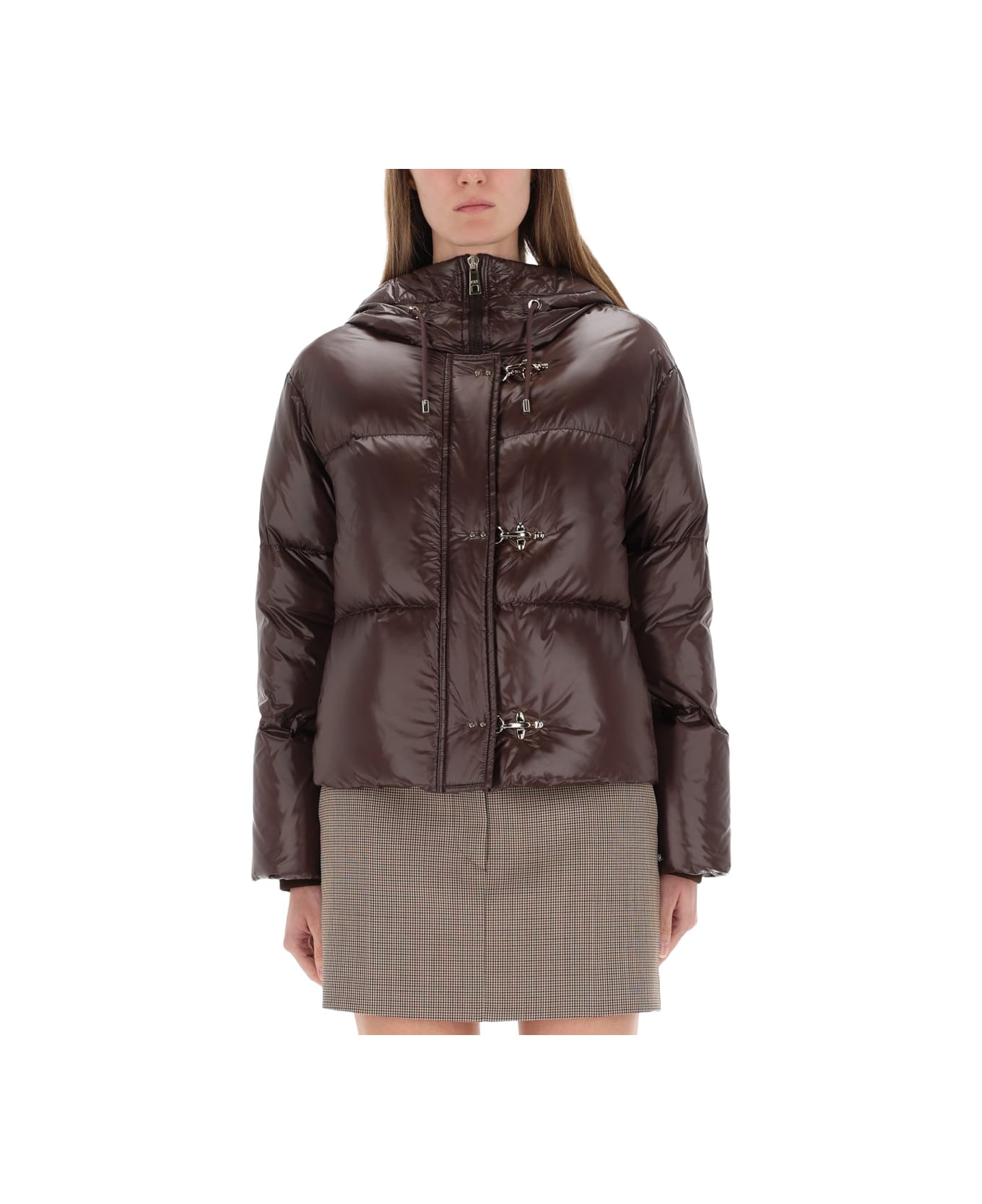 Fay Down Jacket With Hood - BROWN