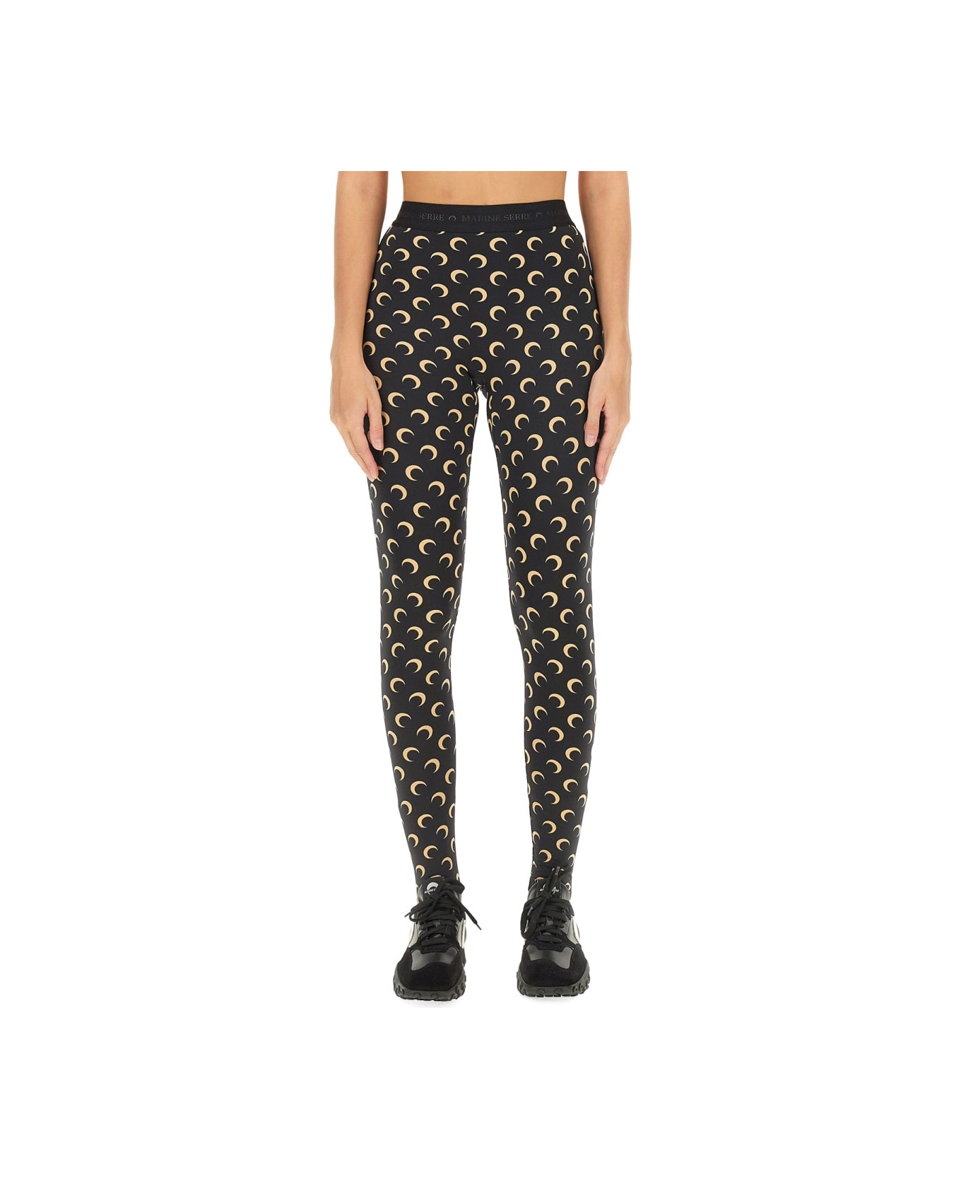Marine Serre Moon Print Leggings - BLACK