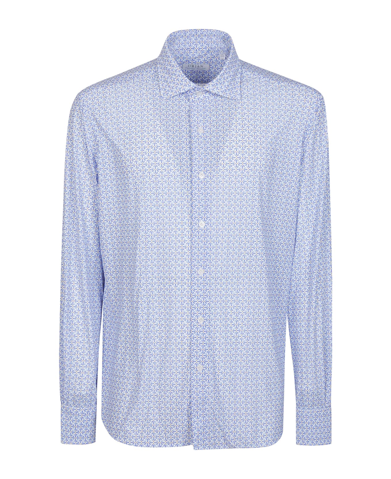 Orian Long Sleeve Slim Shirt - Bianco/azzurro Fantasia