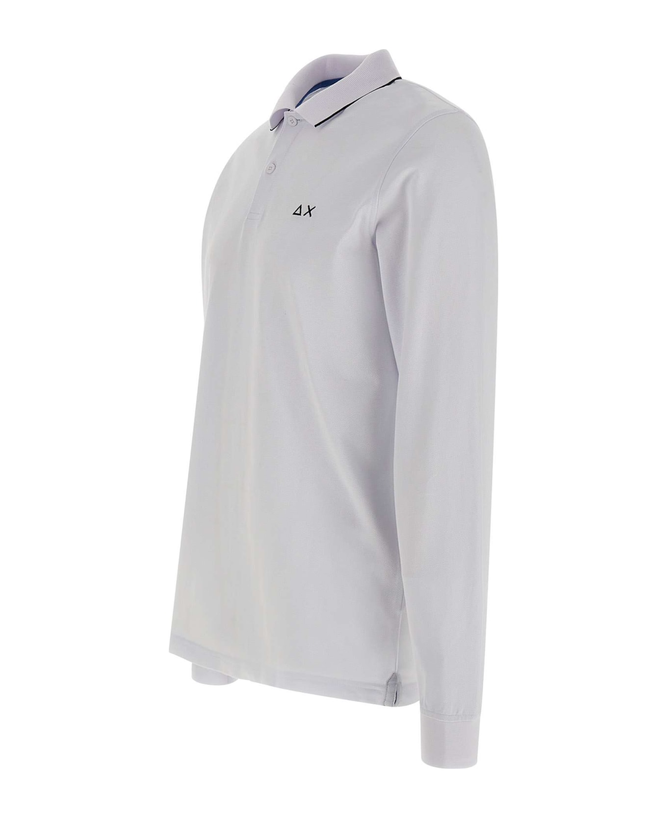 Sun 68 "small Stripes" Cotton Polo Shirt - WHITE