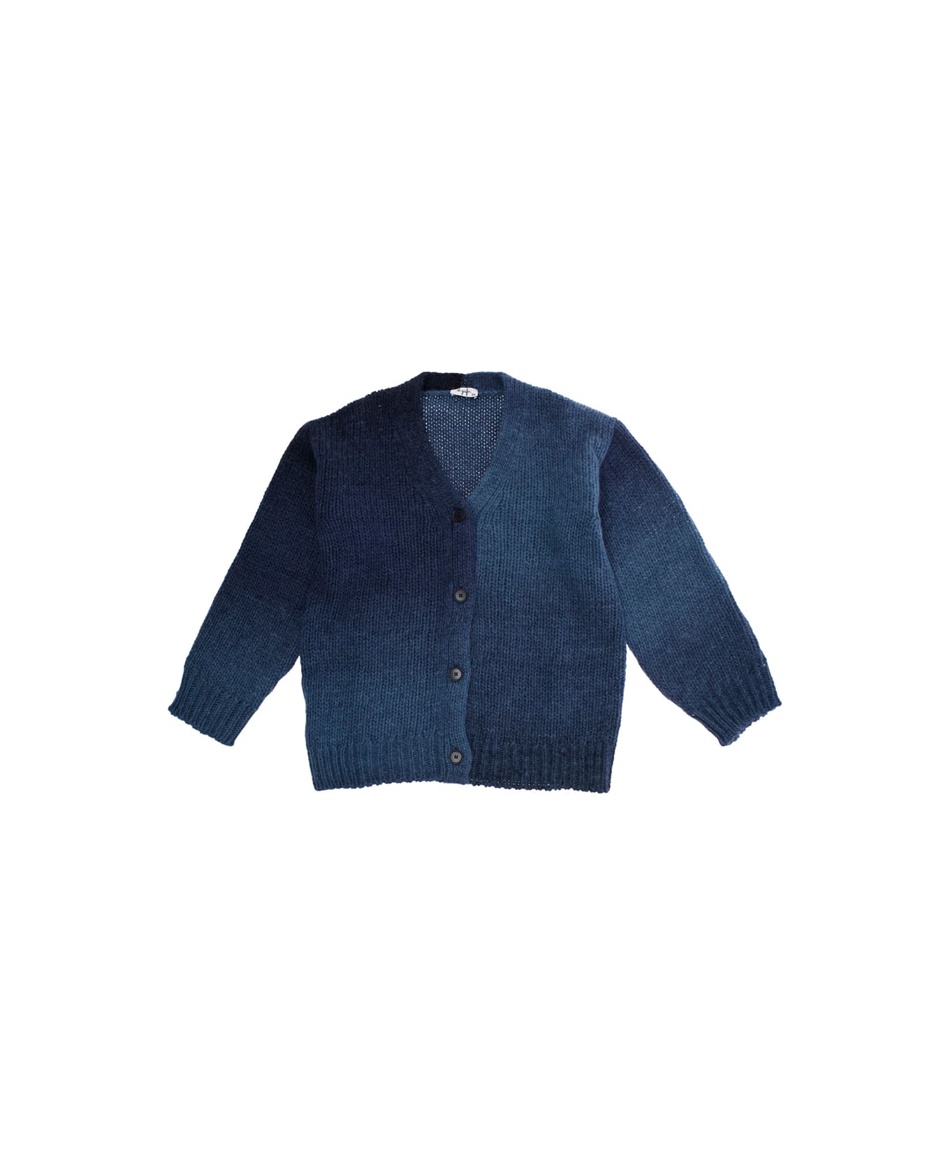 Il Gufo Blue Cardigan With V Neck And Front Button Closure In Wool Blend Boy - Blu