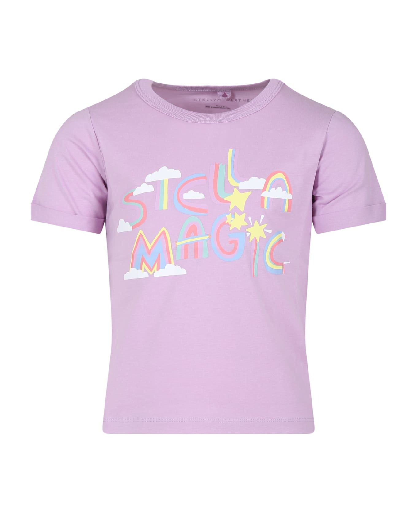 Stella McCartney Kids Purple T-shirt For Girl With Rainbow Logo - Violet