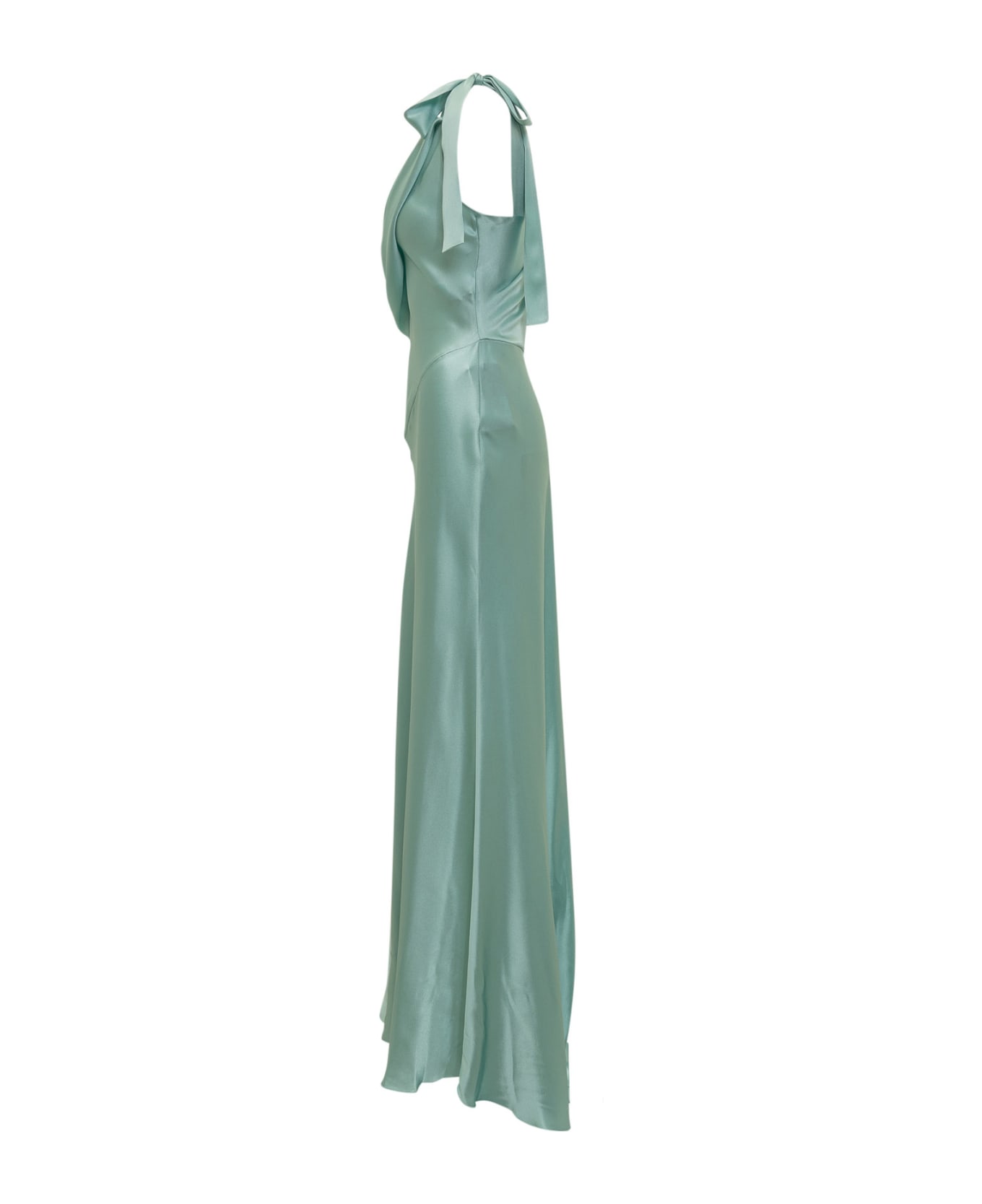 Alberta Ferretti Silk Satin Dress - AZZURRO ワンピース＆ドレス
