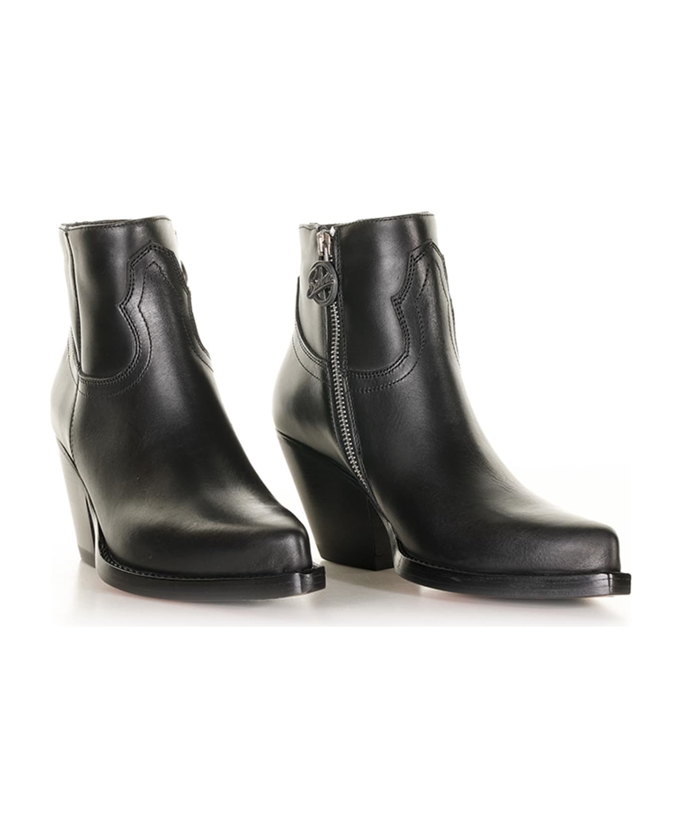 Sonora Jalapegno Texan Ankle Boot In Leather - BLACK