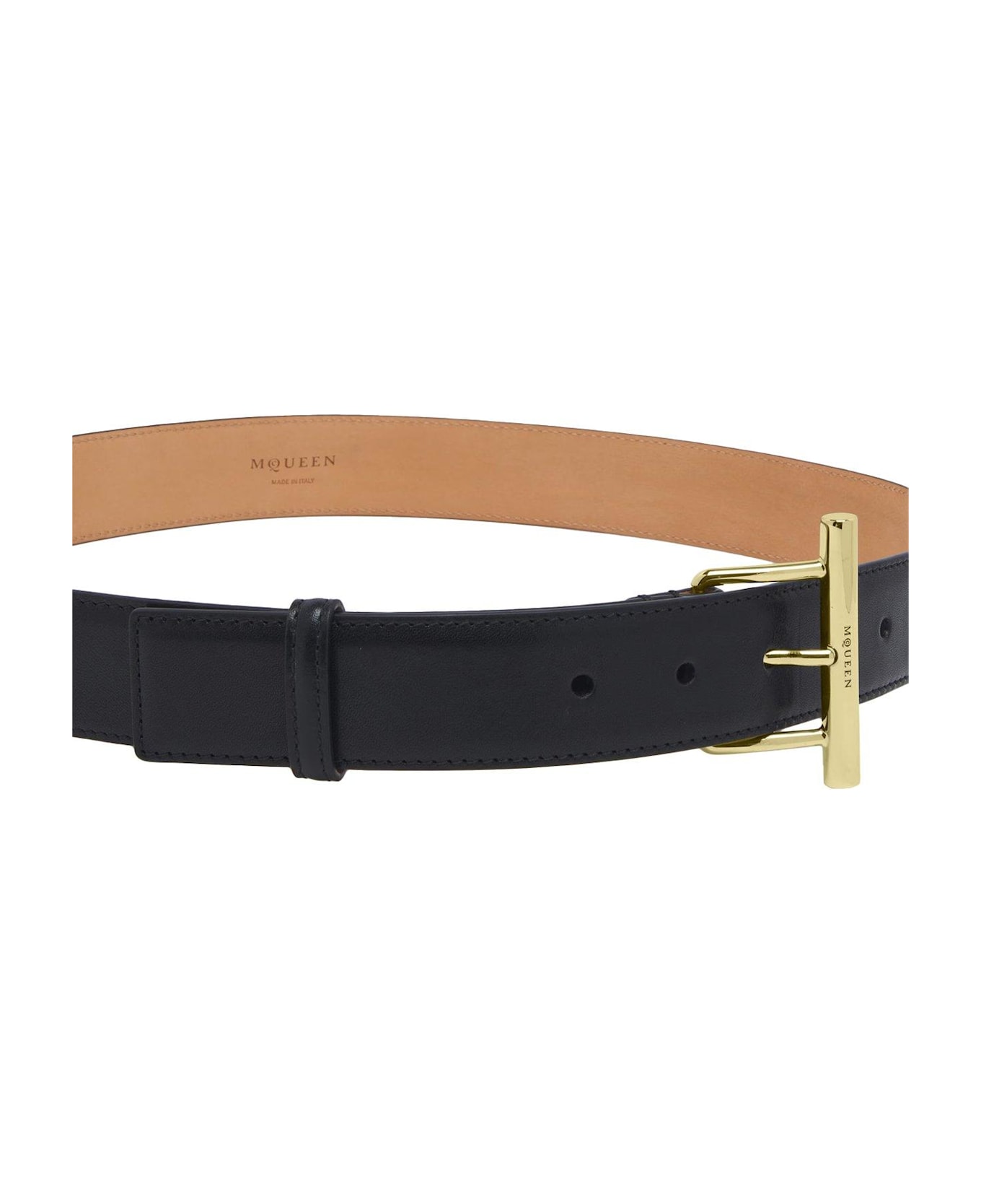 Alexander McQueen Logo Engraved Sling Belt - Nero e Oro