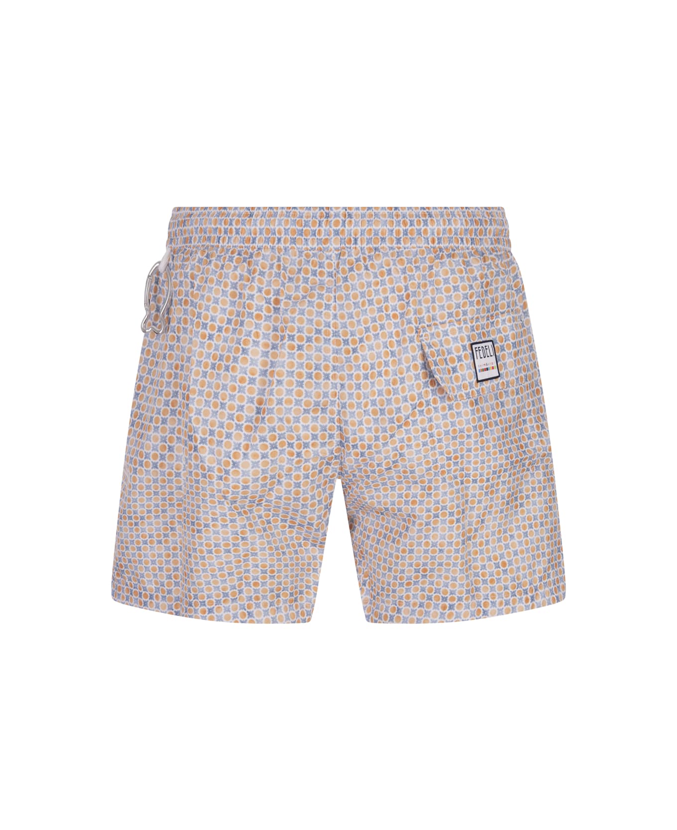 Fedeli Swim Shorts With Micro Pattern Of Polka Dots And Flowers - Orange