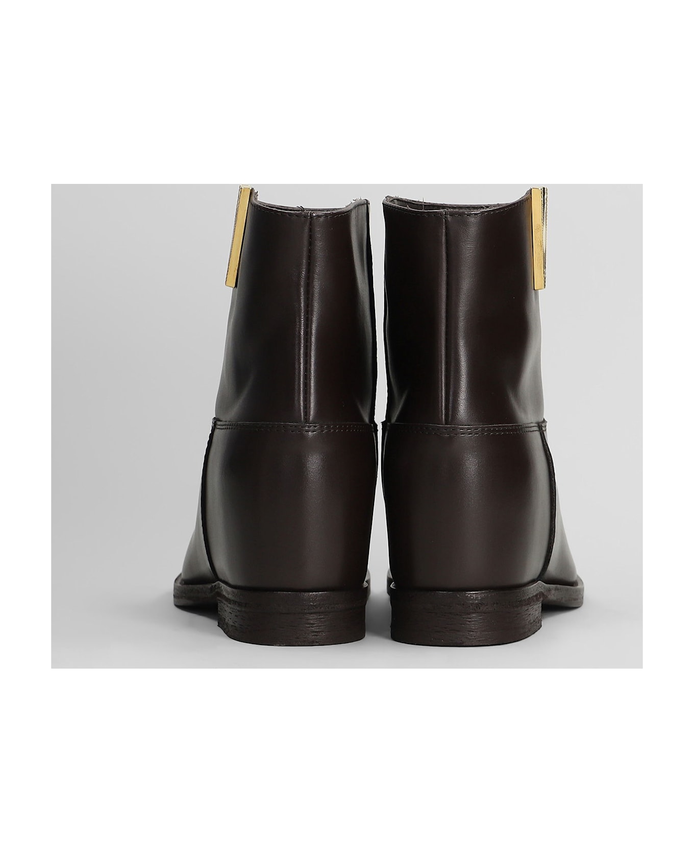 Via Roma 15 Ankle Boots Inside Wedge In Dark Brown Leather - dark brown