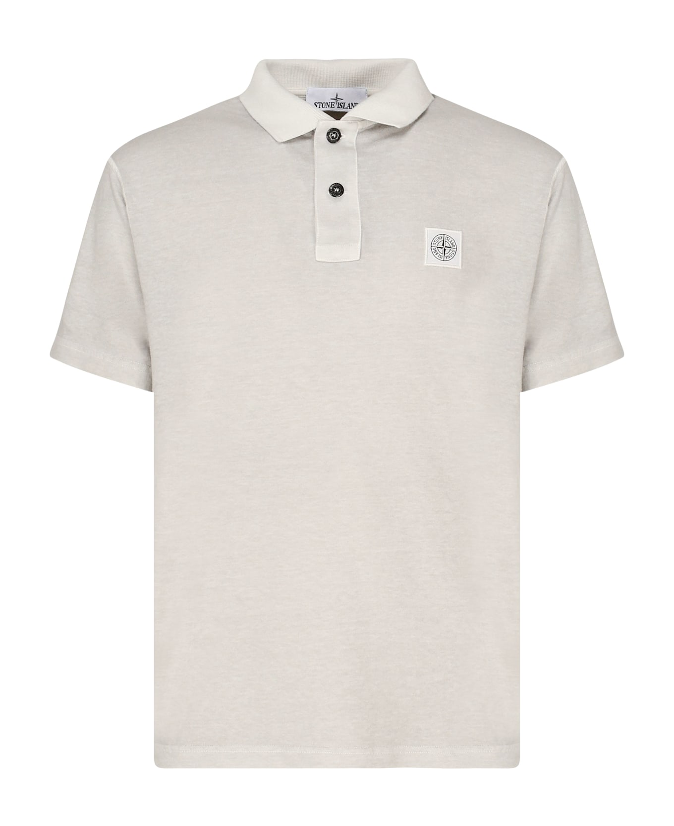 Stone Island Short-sleeved Polo Shirt With Compass Patch - Beige