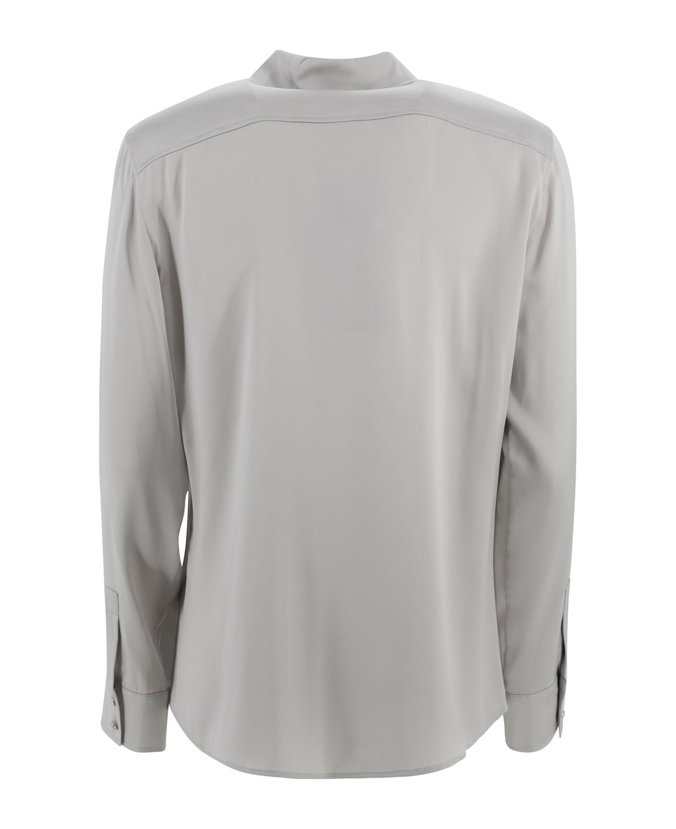 Max Mara Studio Classic Silk Satin Shirt - Grey