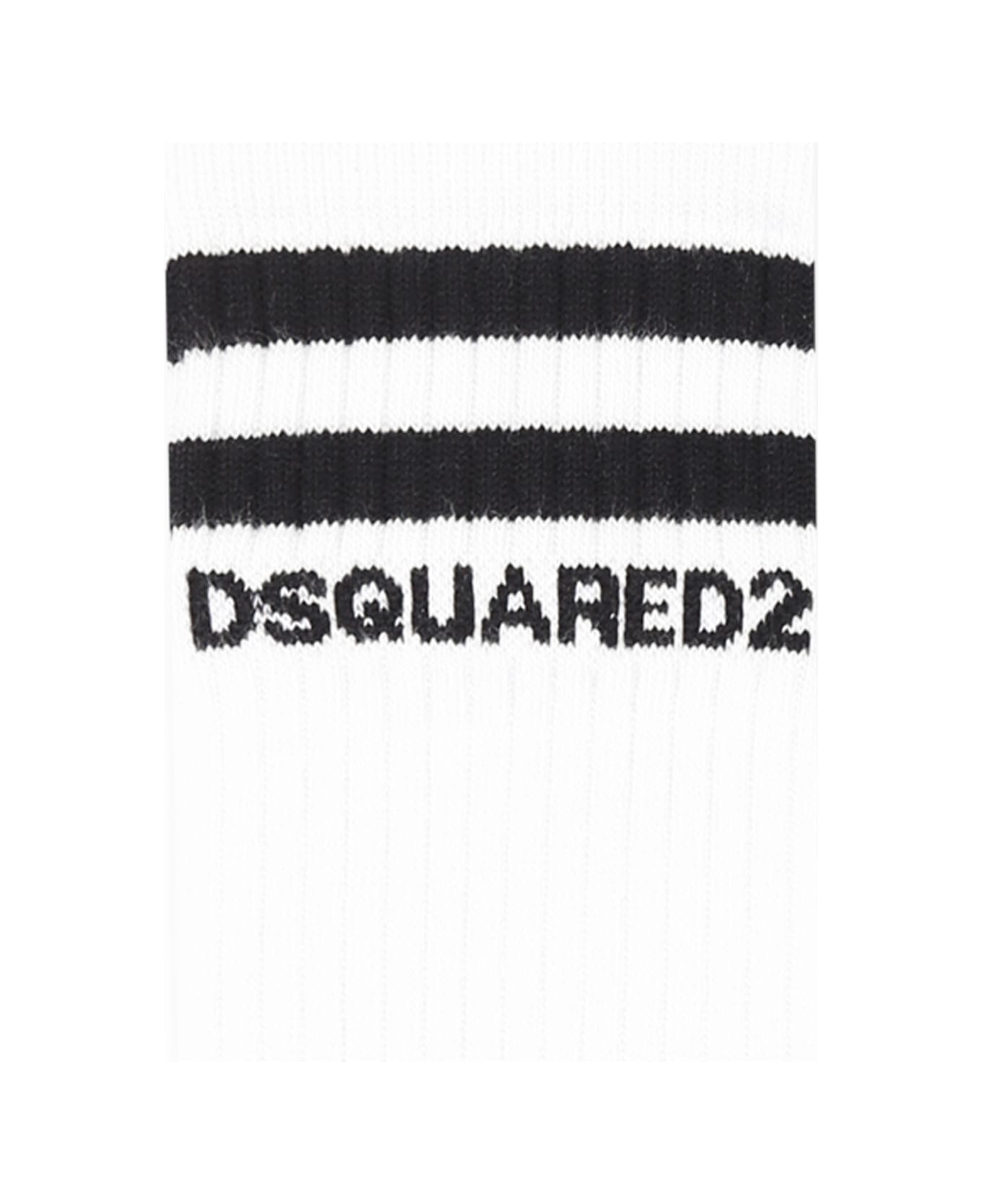 Dsquared2 White Socks For Boy With Logo - White