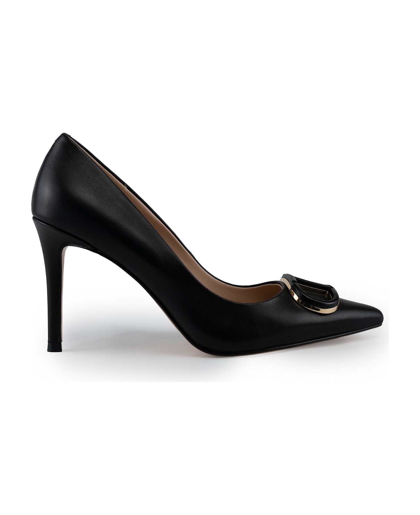 TwinSet Leather Pumps With Oval-t Logo - Nero
