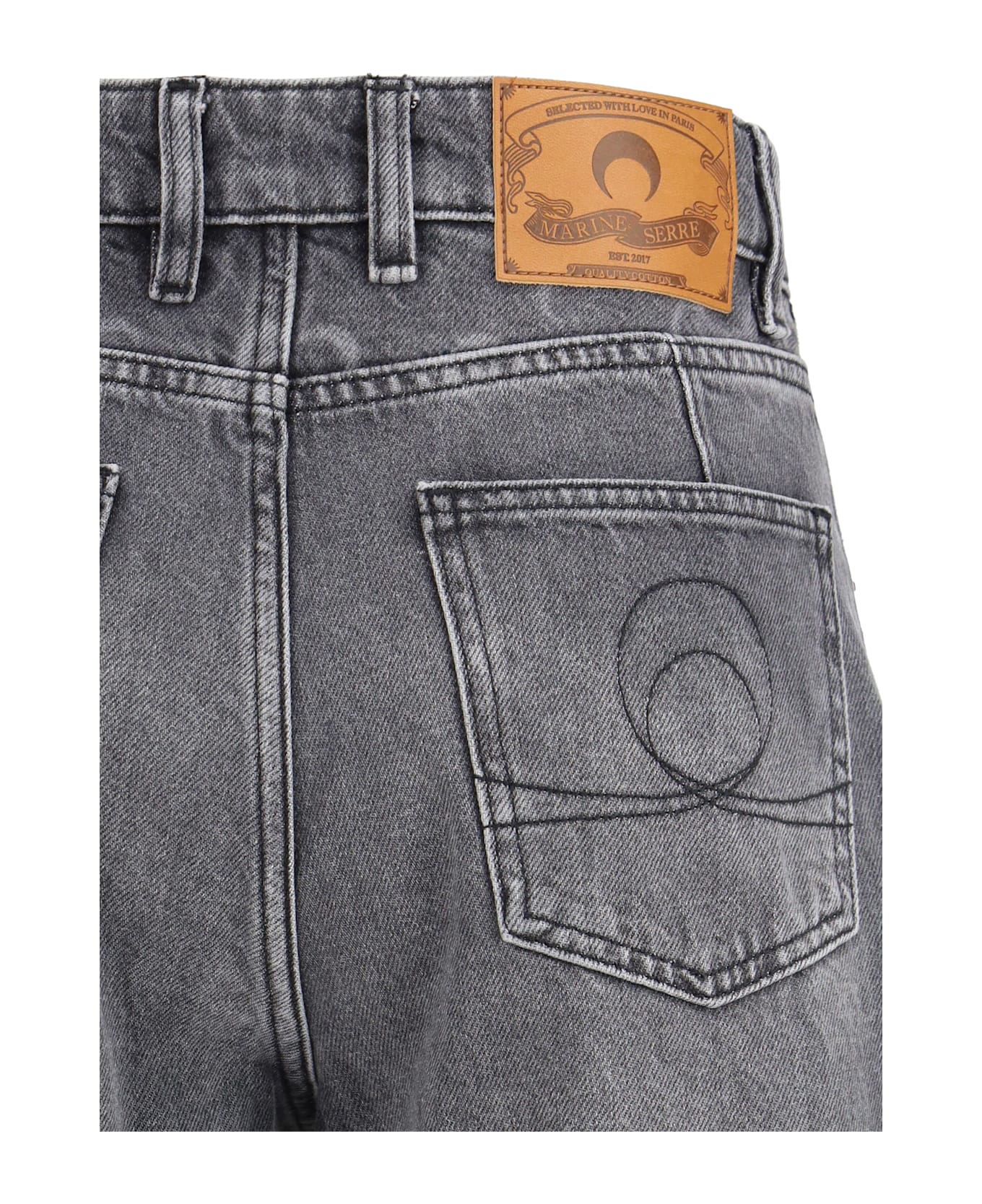 Marine Serre Moon Laser Grey Wash Denim High-waist Flare Jeans