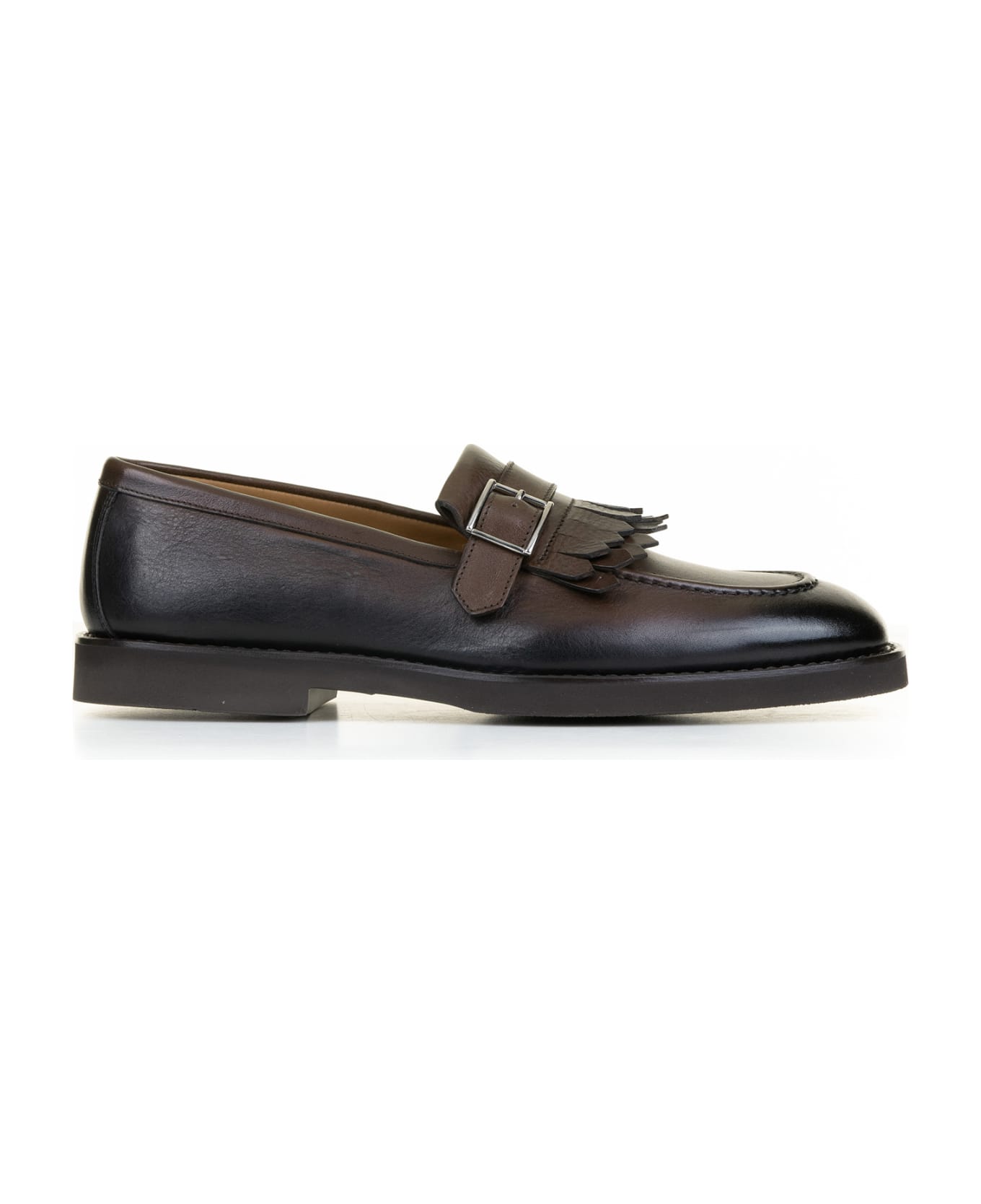 Doucal's Leather Moccasin With Buckle And Fringe - T.MORO