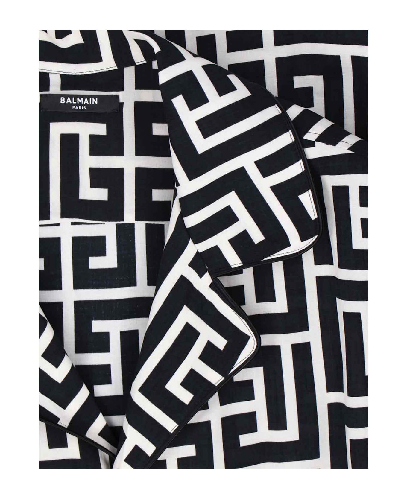Balmain 'monogram' Printed Shirt - Ivoire/noir