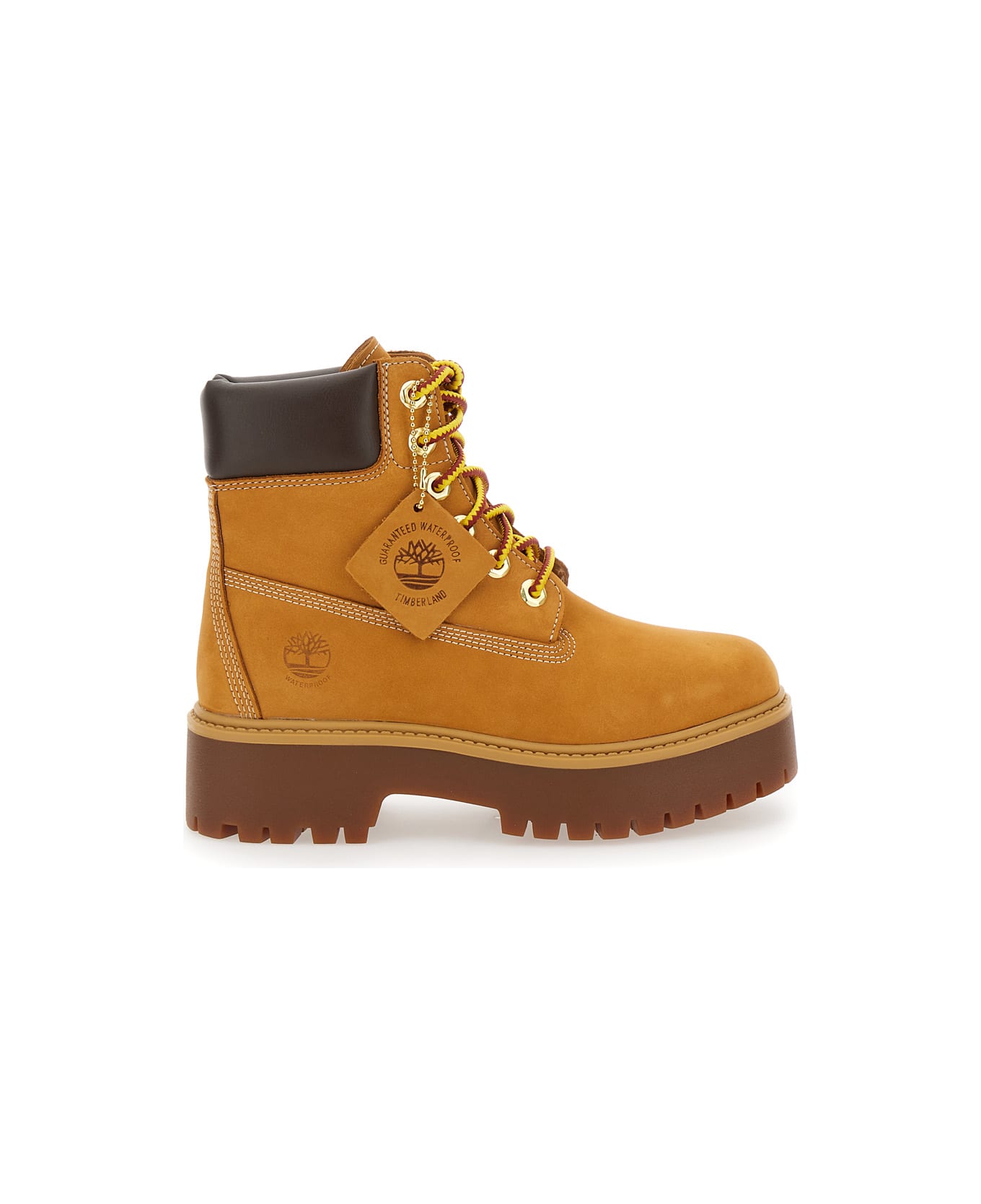 Timberland Beige Water-proof Boots With Logo Plate In Leather Woman - Beige