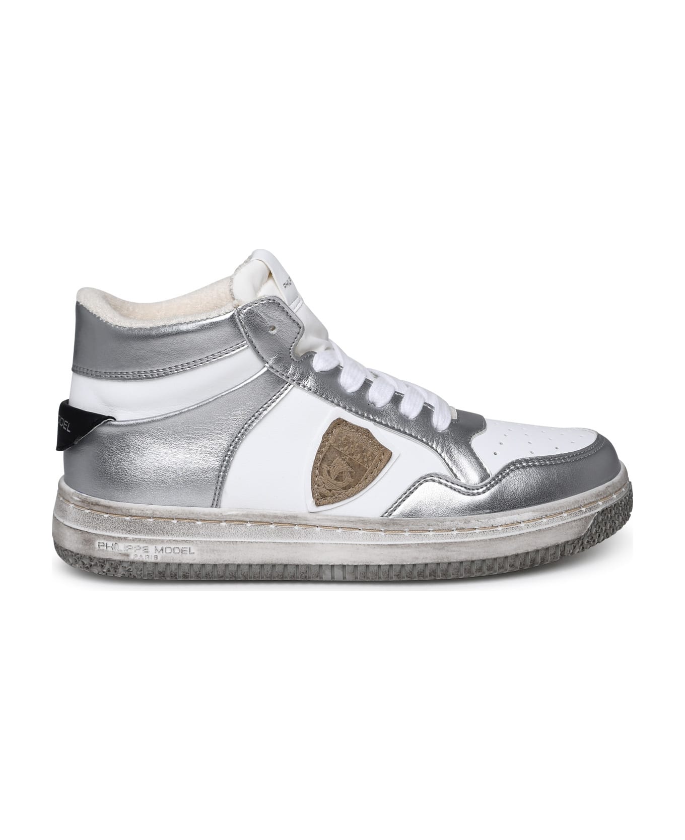 Philippe Model Lion Sneakers In Two-tone Polyurethane Blend - Silver