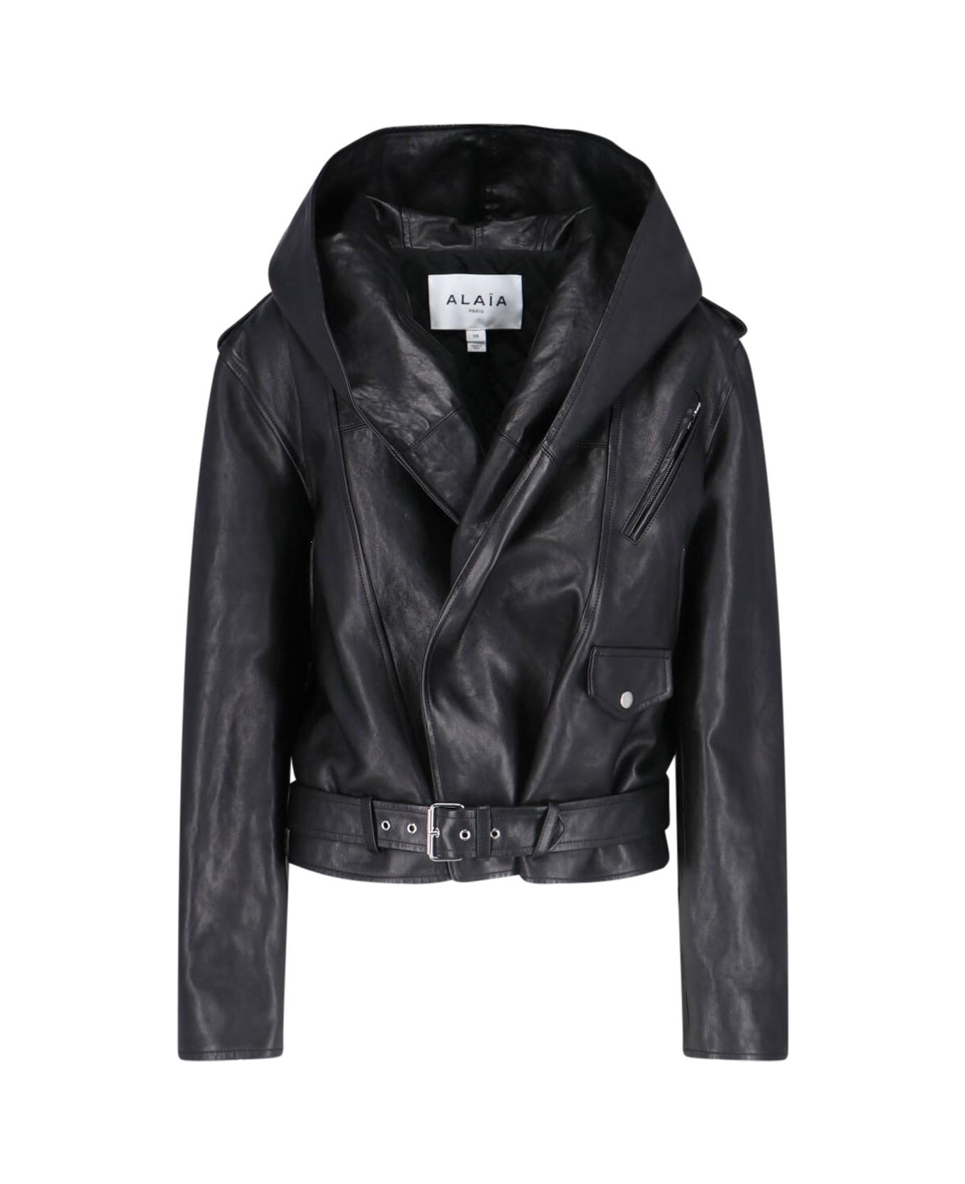 Alaia 
biker
 Hooded Jacket - Black